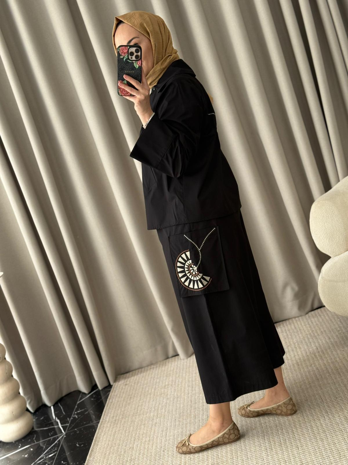 Kahma İşlemeli Takım - Siyah