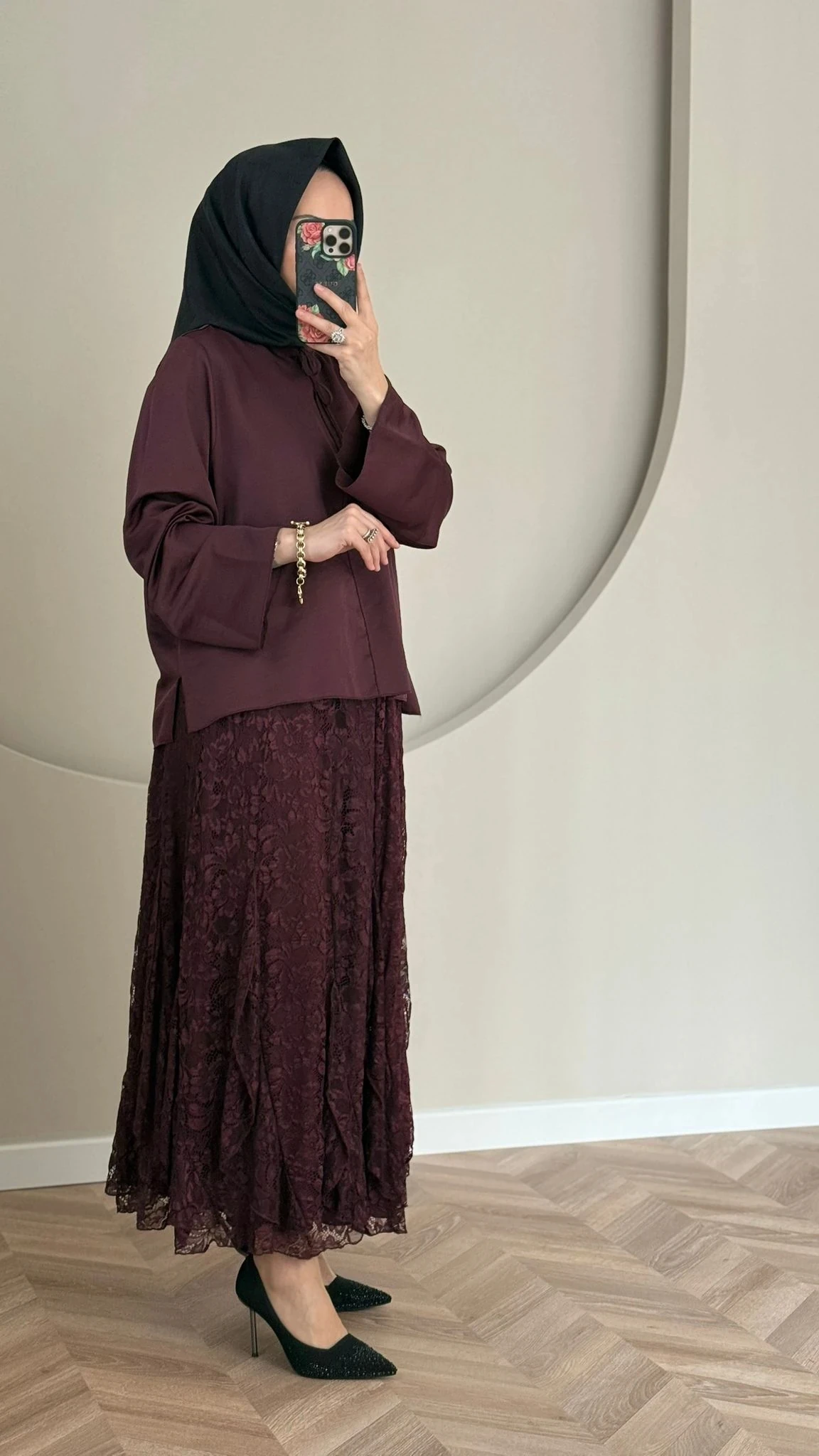 Lissmore Güpür Etekli Takım - Mürdüm