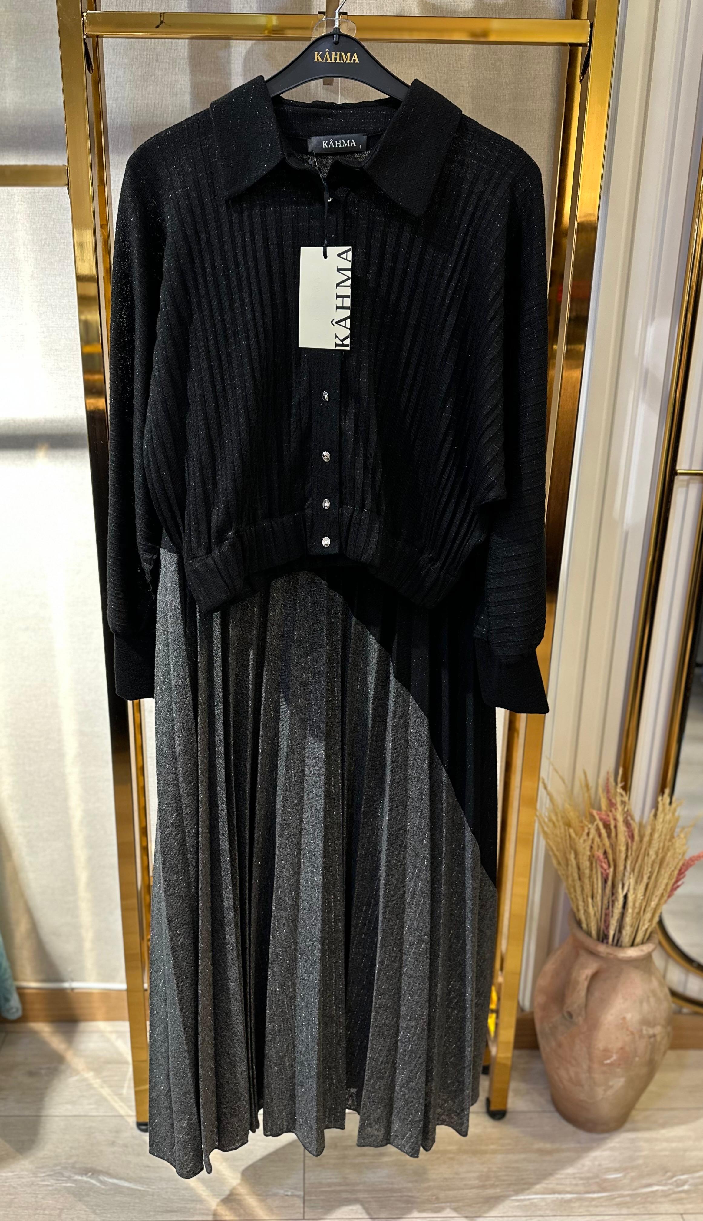 Kahma Örme Etekli Takım - Siyah