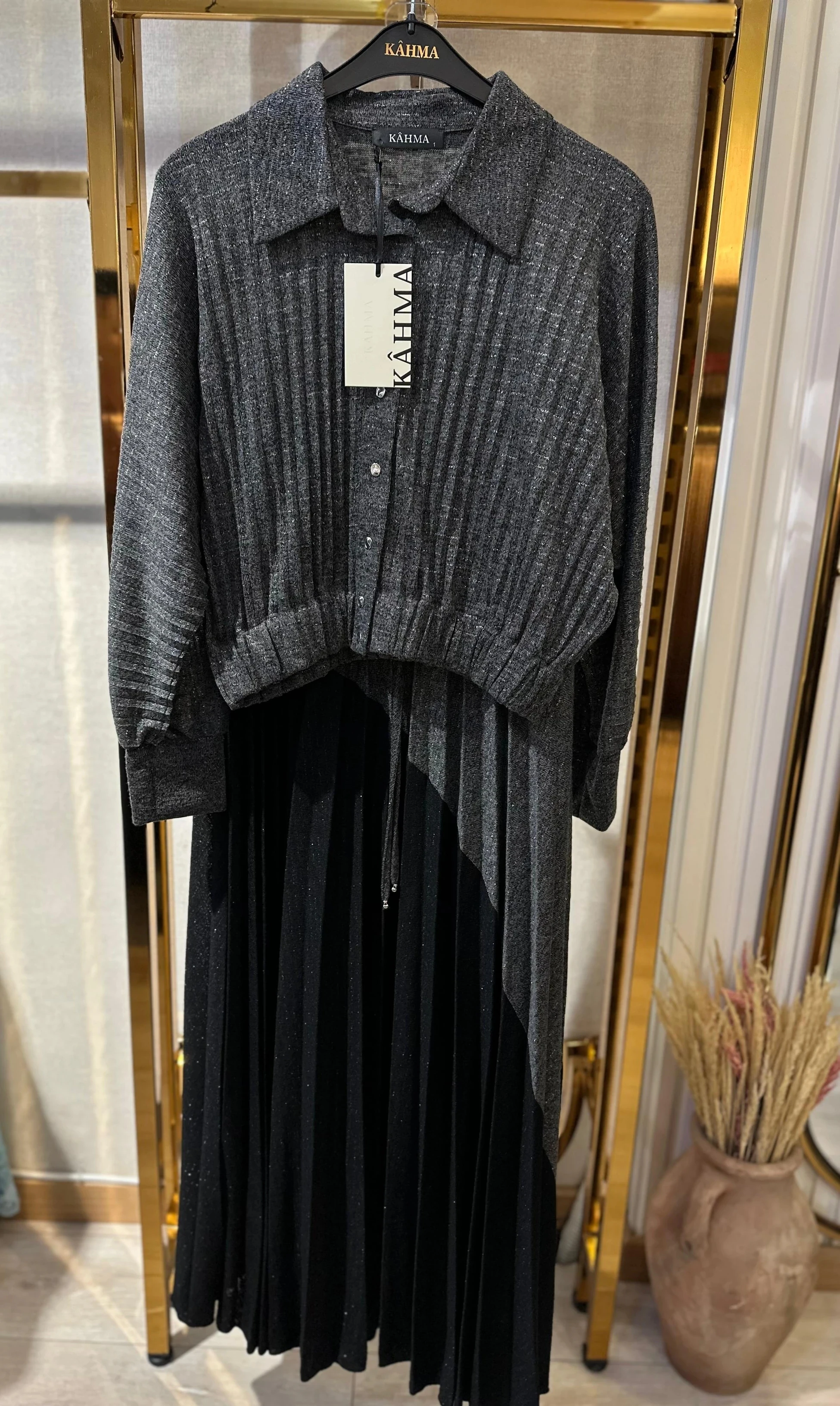 Kahma Örme Etekli Takım - Gri