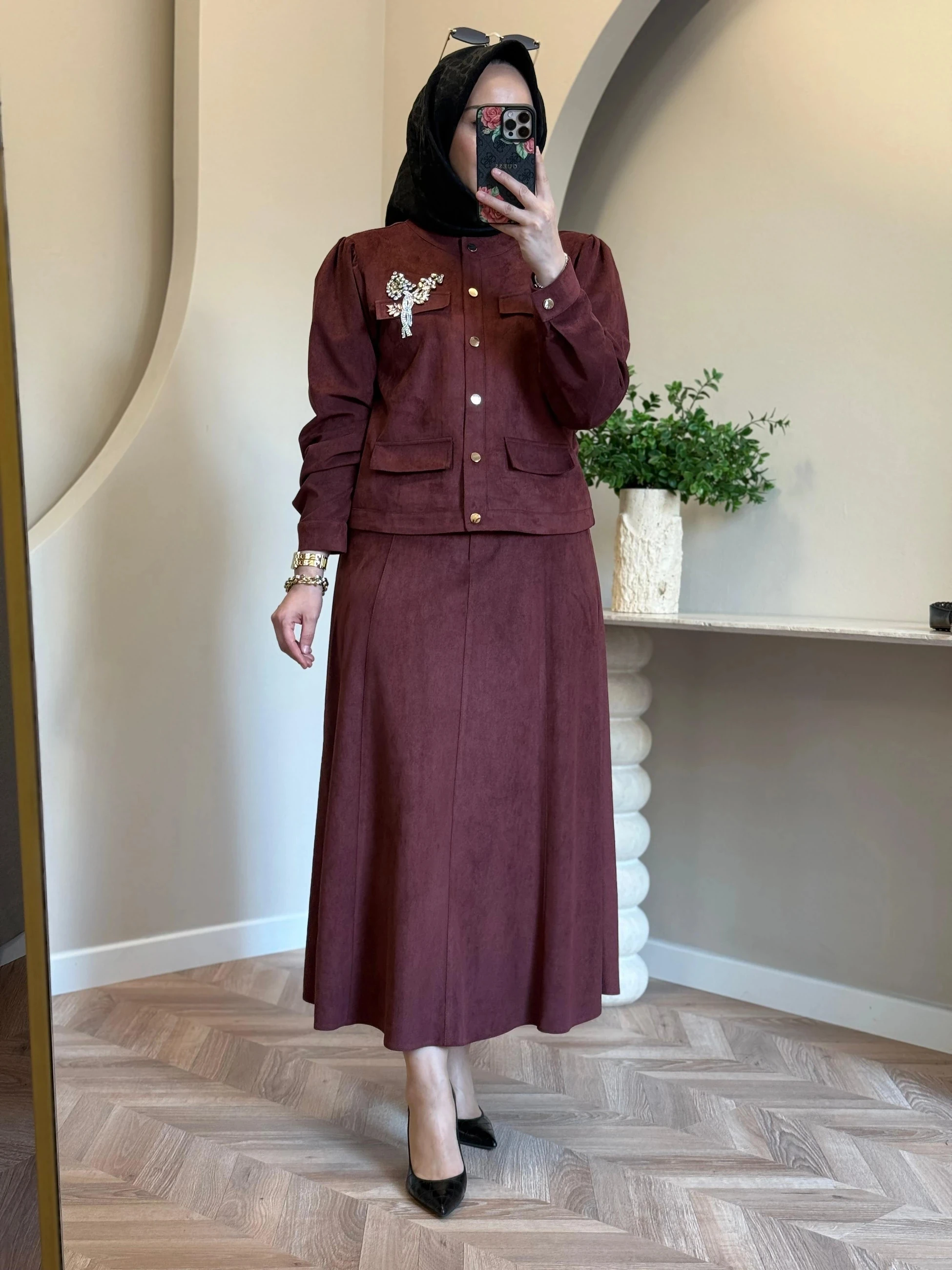 Otto Nubuk Etekli Takım - Bordo