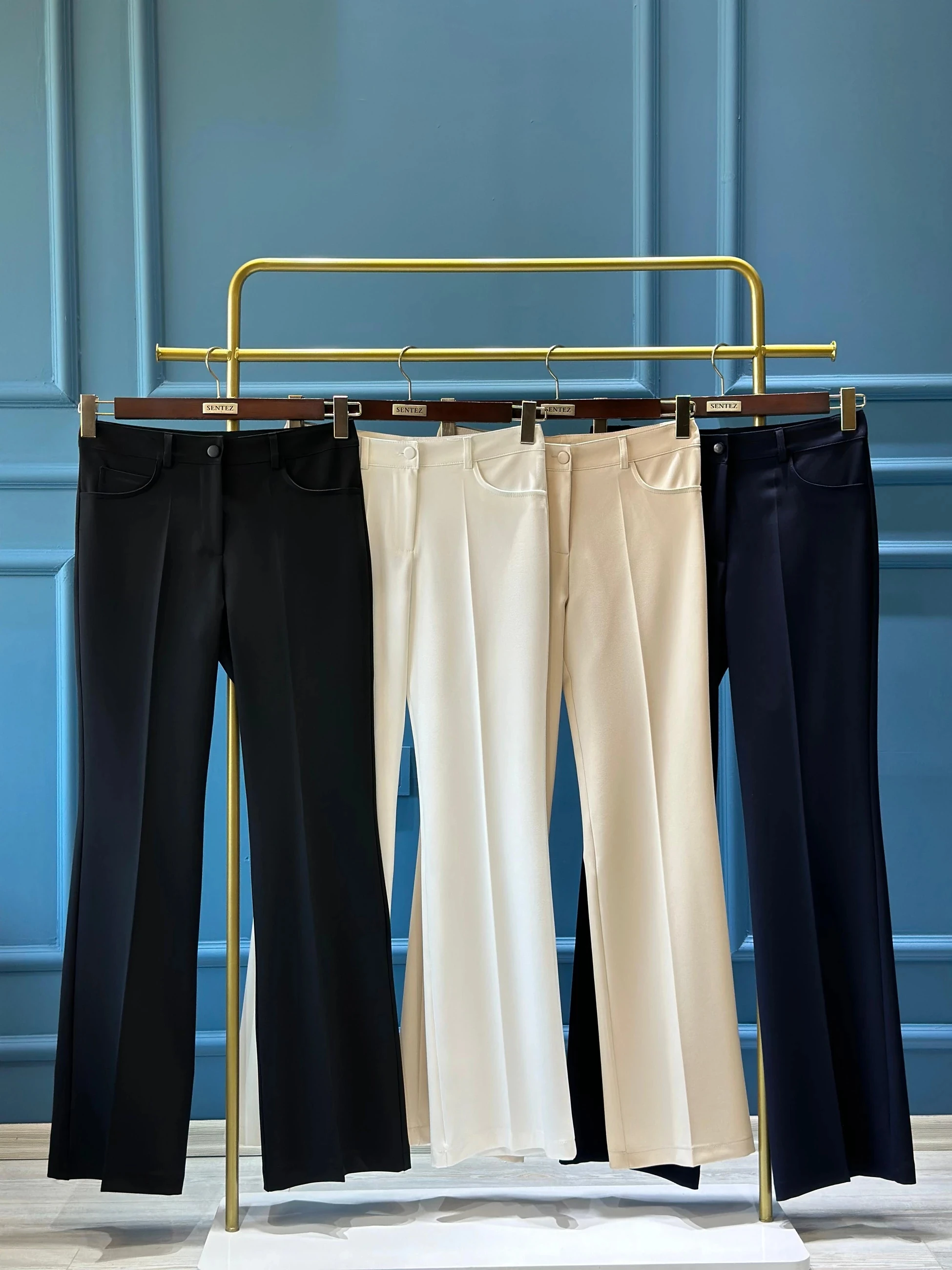 Sentez 112 Kumaş İspanyol Paça Pantolon - Siyah