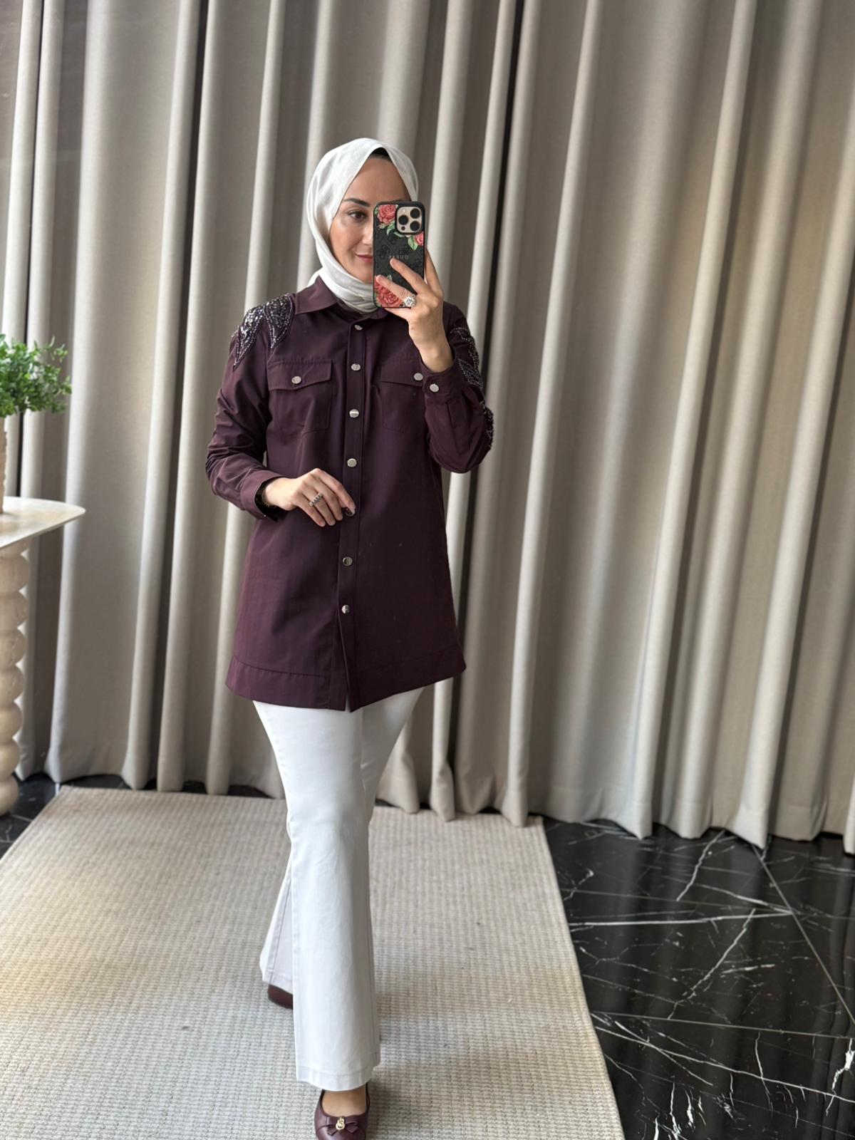 Fuat Gürşen Omuz Detay Kap  - Mürdüm