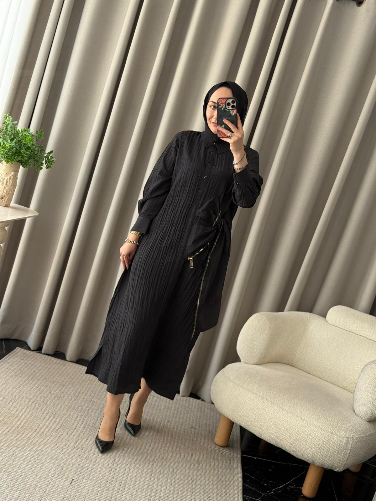 Lissmore Fermuar Detay Elbise  - Siyah