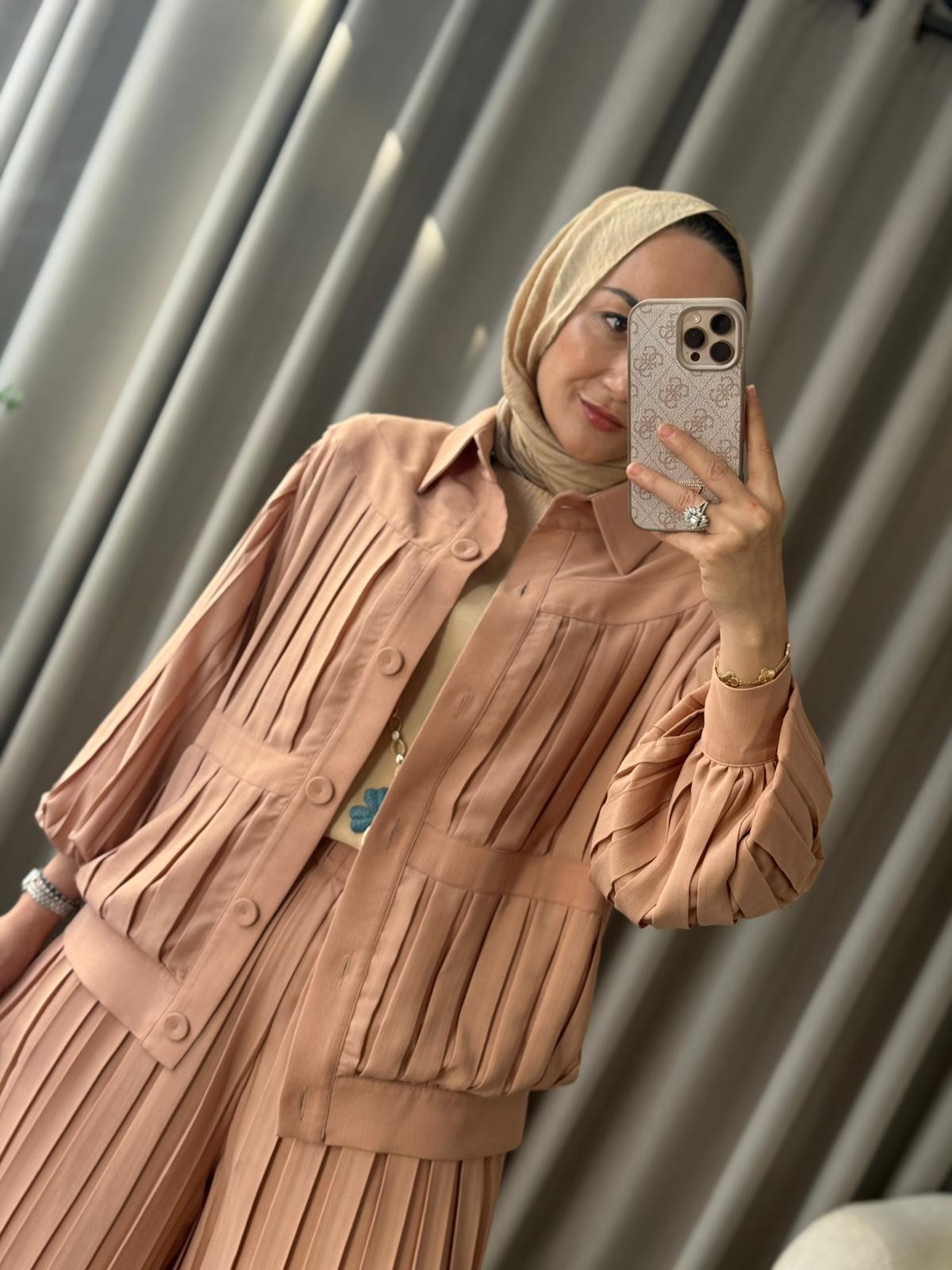 Kahma Pileli Pantolon Takımı