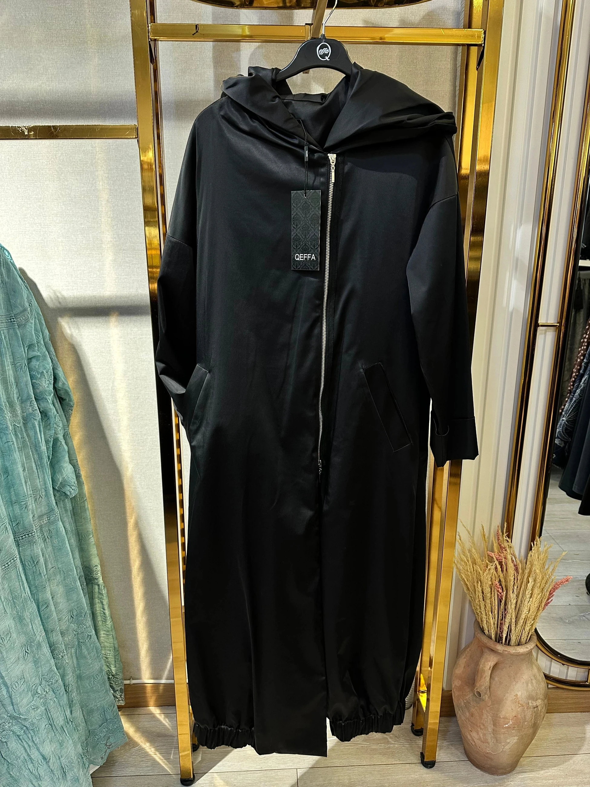 Qeffa Kapüşonlu Trenç - Siyah