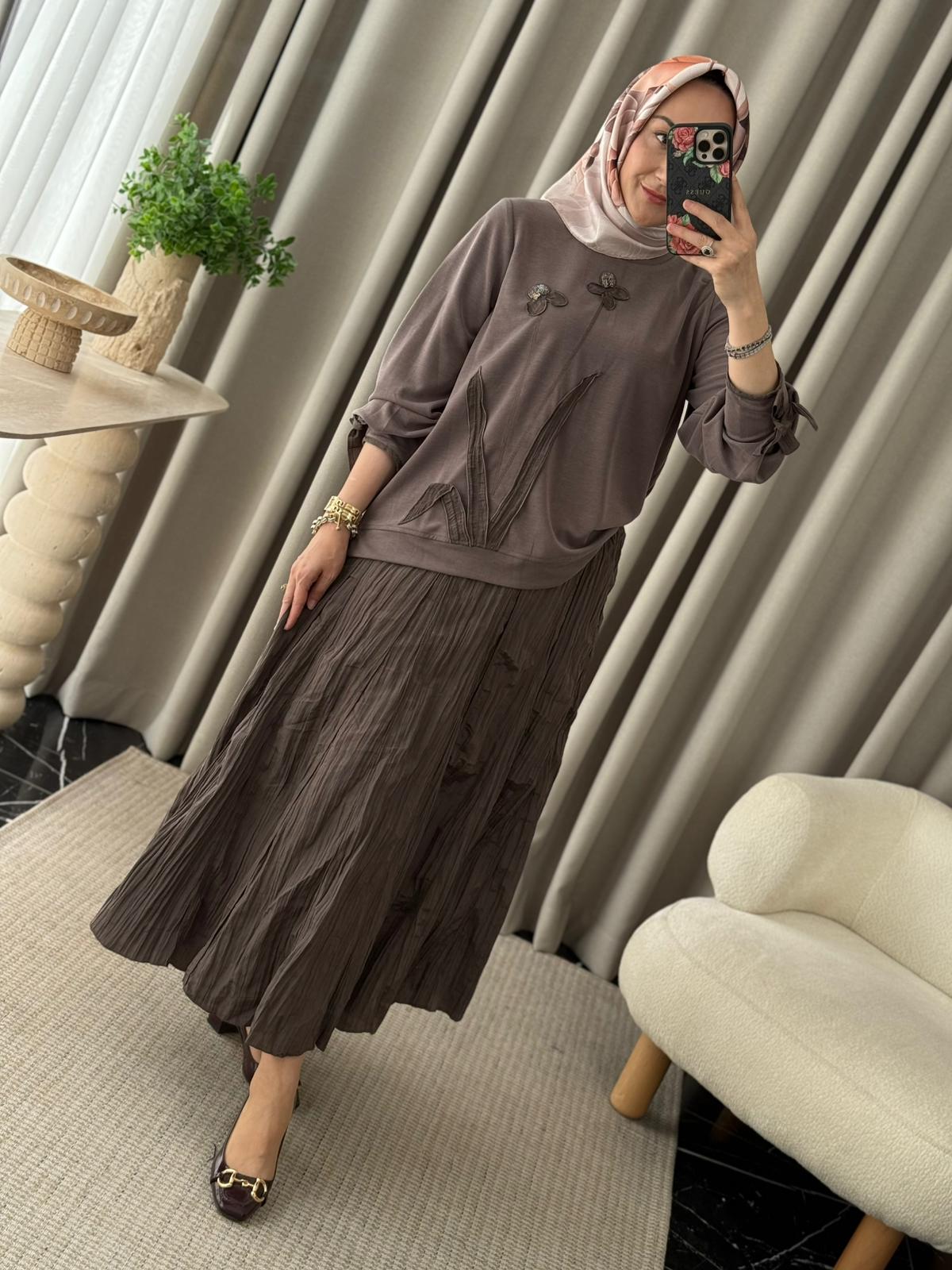 Lissmore Etek & Bluz Takım - Kahverengi