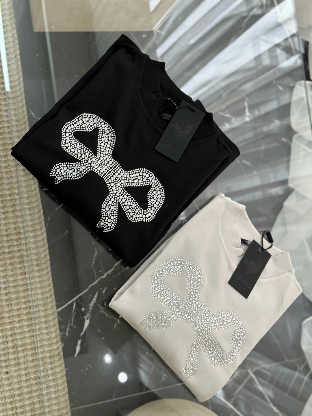 Ghisa Basic Kısa Kol İçlik Kurdele Desen  - Beyaz