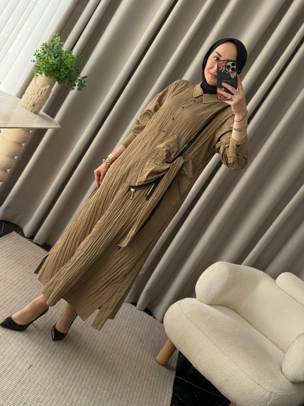 Lissmore Fermuar Detay Elbise  - Haki