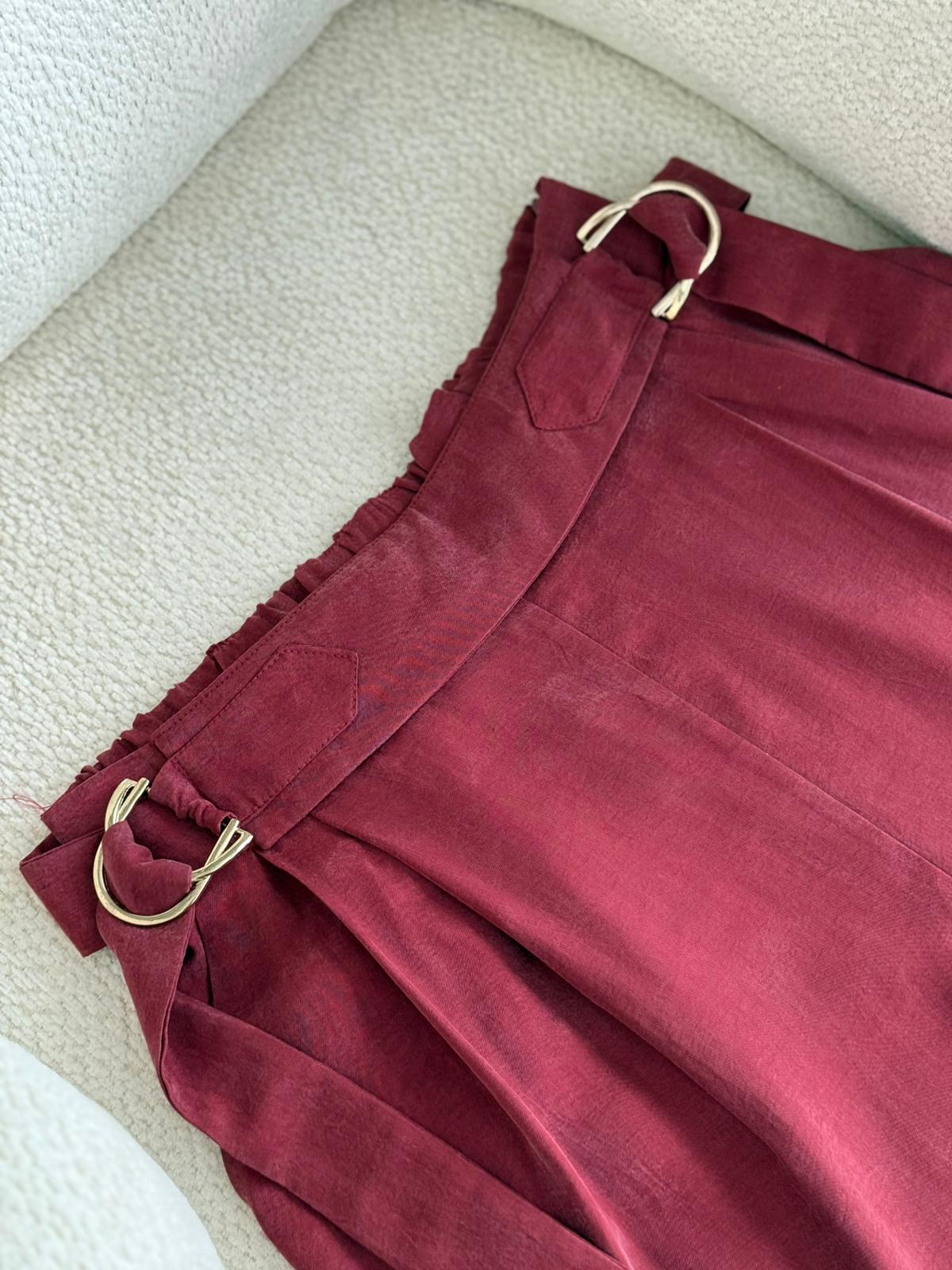 Kahma İpek Cupra Ceket Takım - Bordo