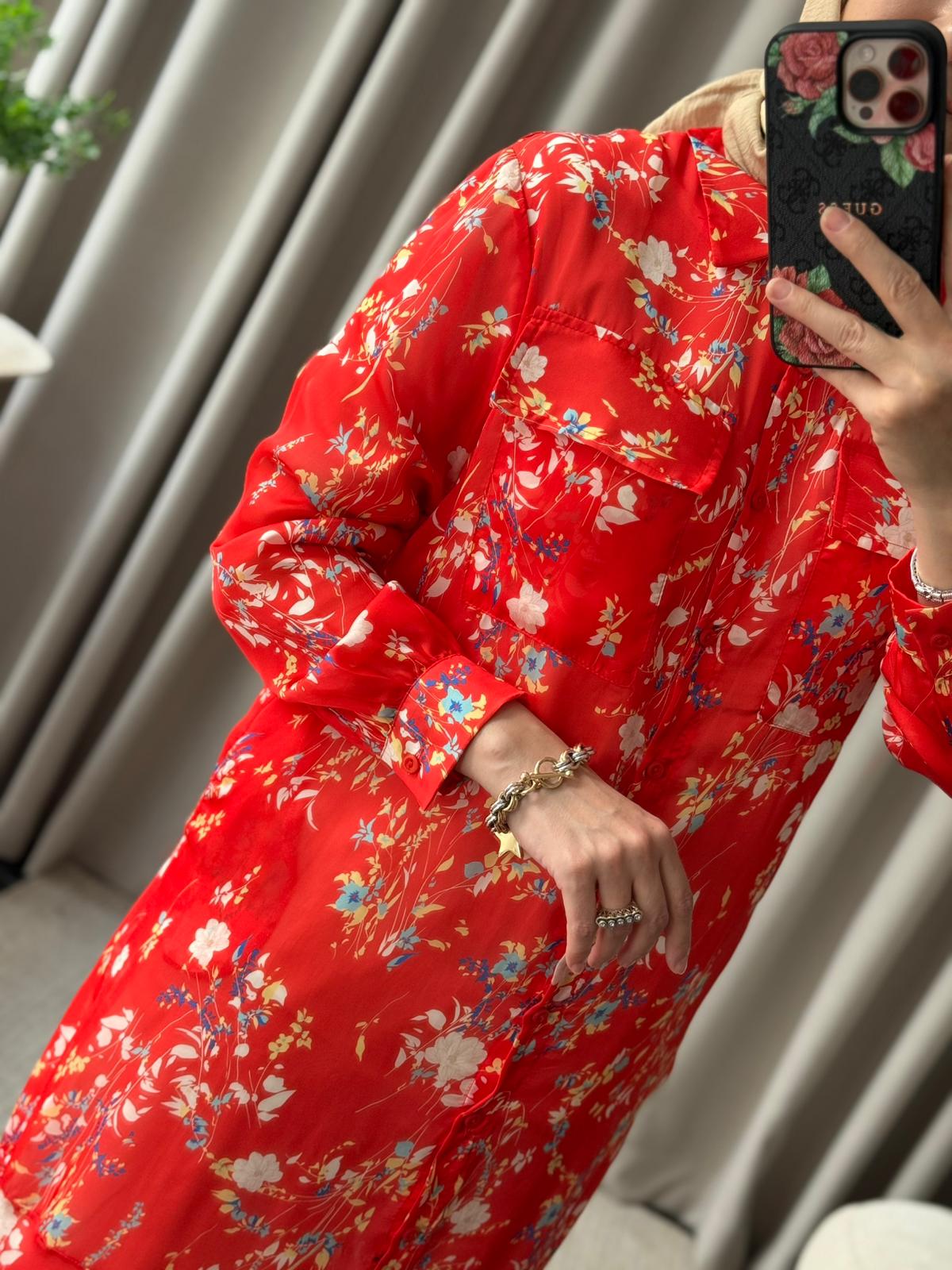 Bm Şifon Desenli Elbise