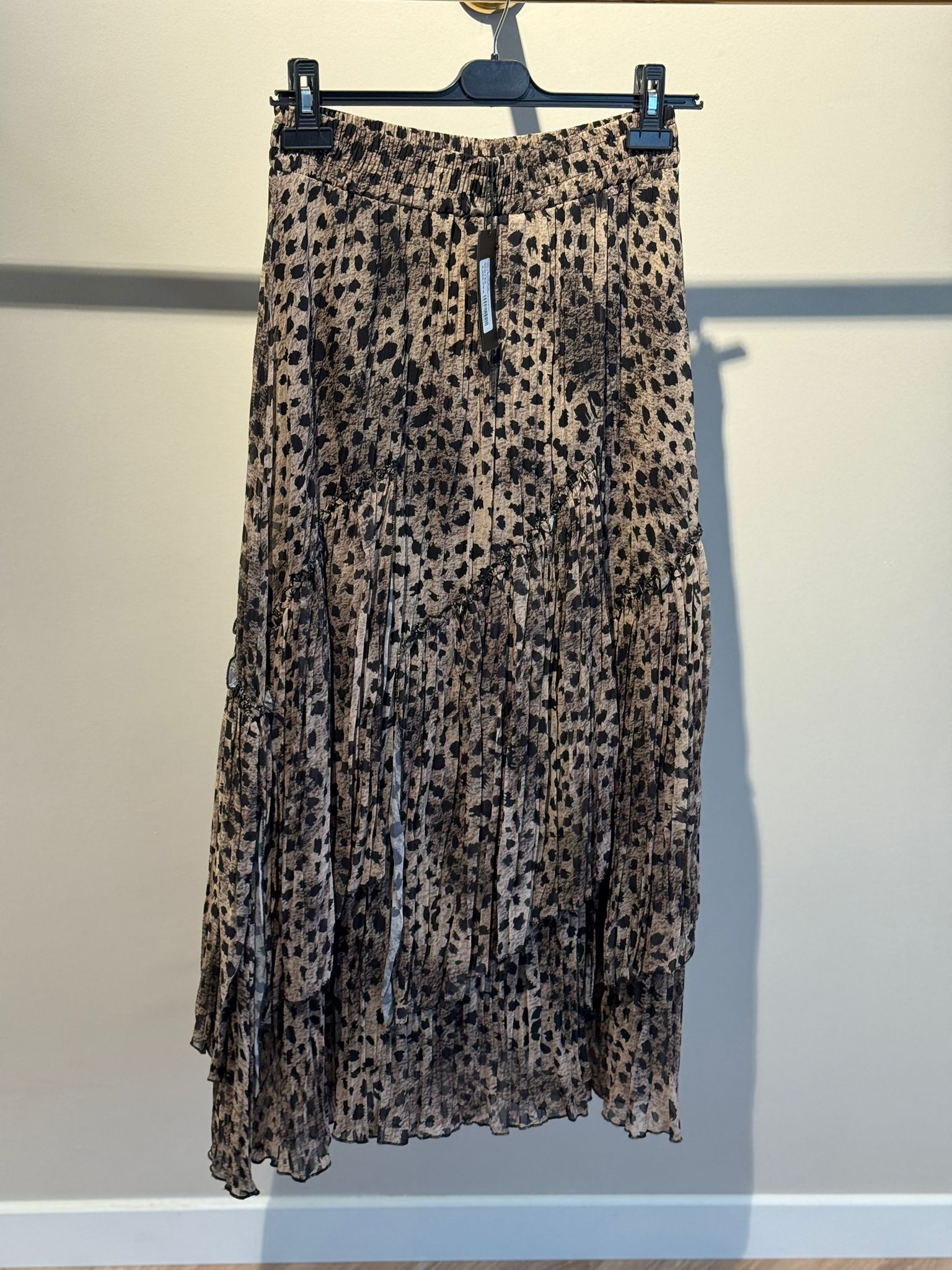 Sentez Viola Kırıştırma Etek Leopar Siyah