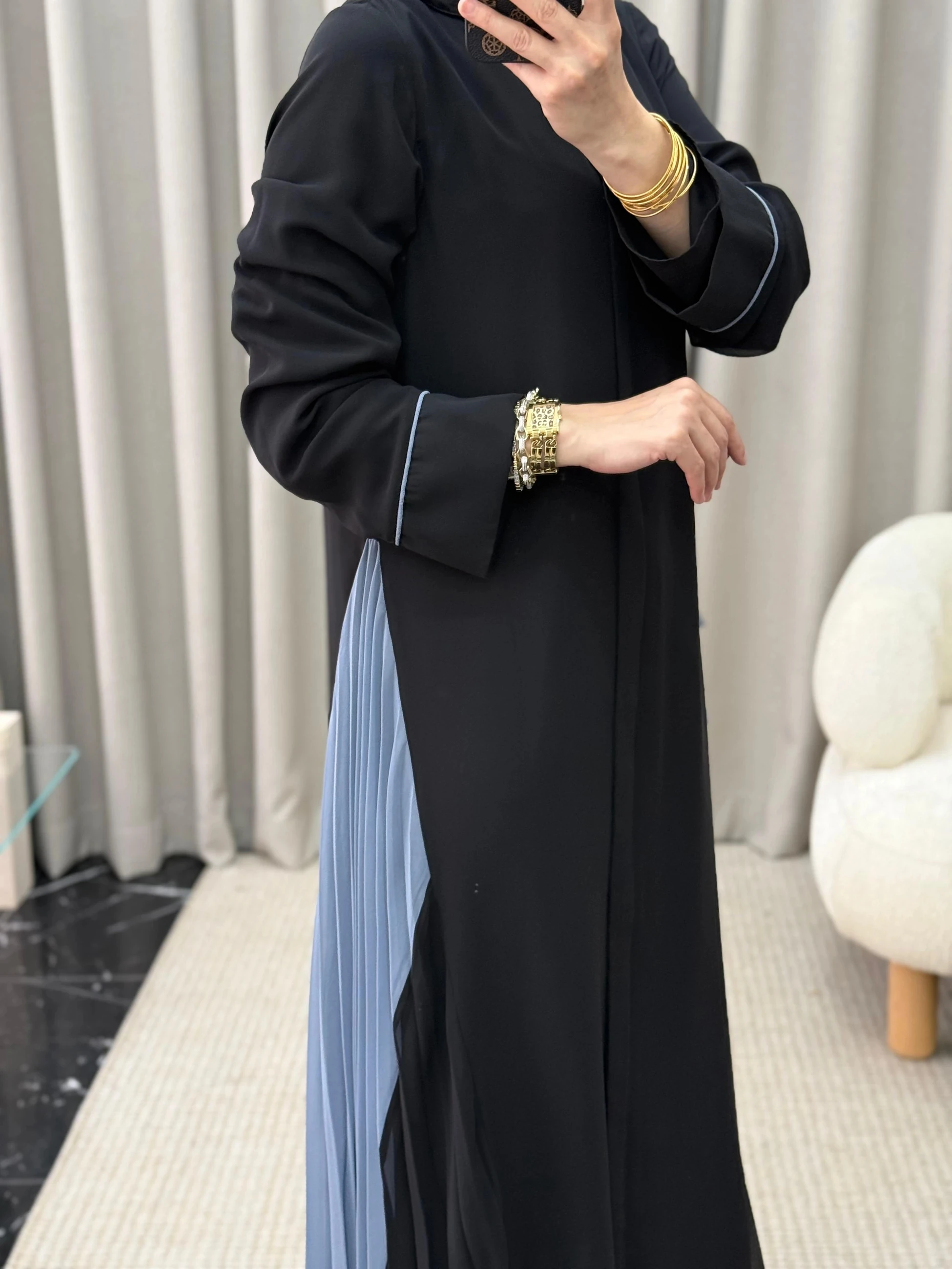 Qeffa Gri Renk Geçişli Ferace - Siyah