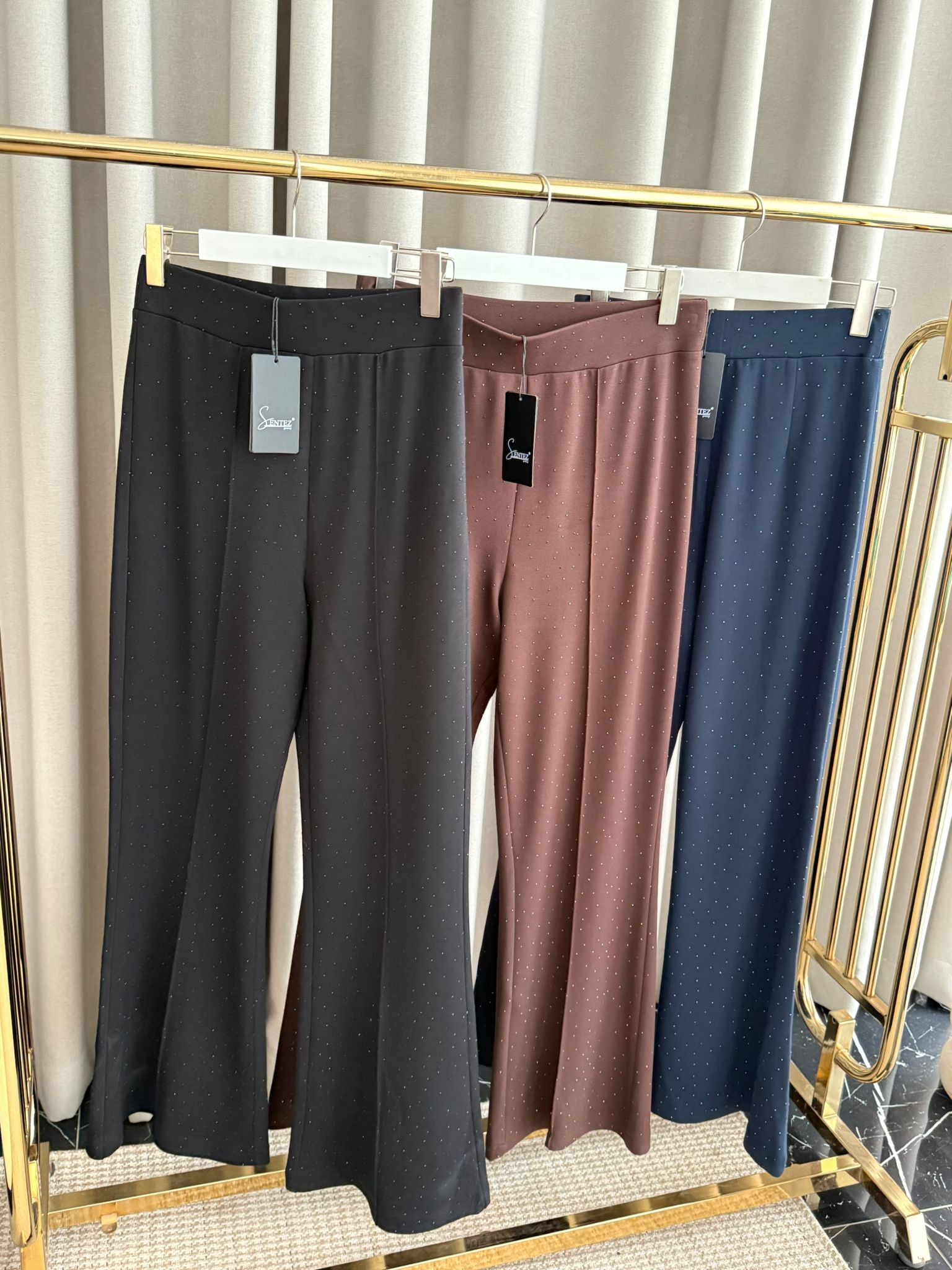 Sentez Taşlı İspanyol Paça Pantolon