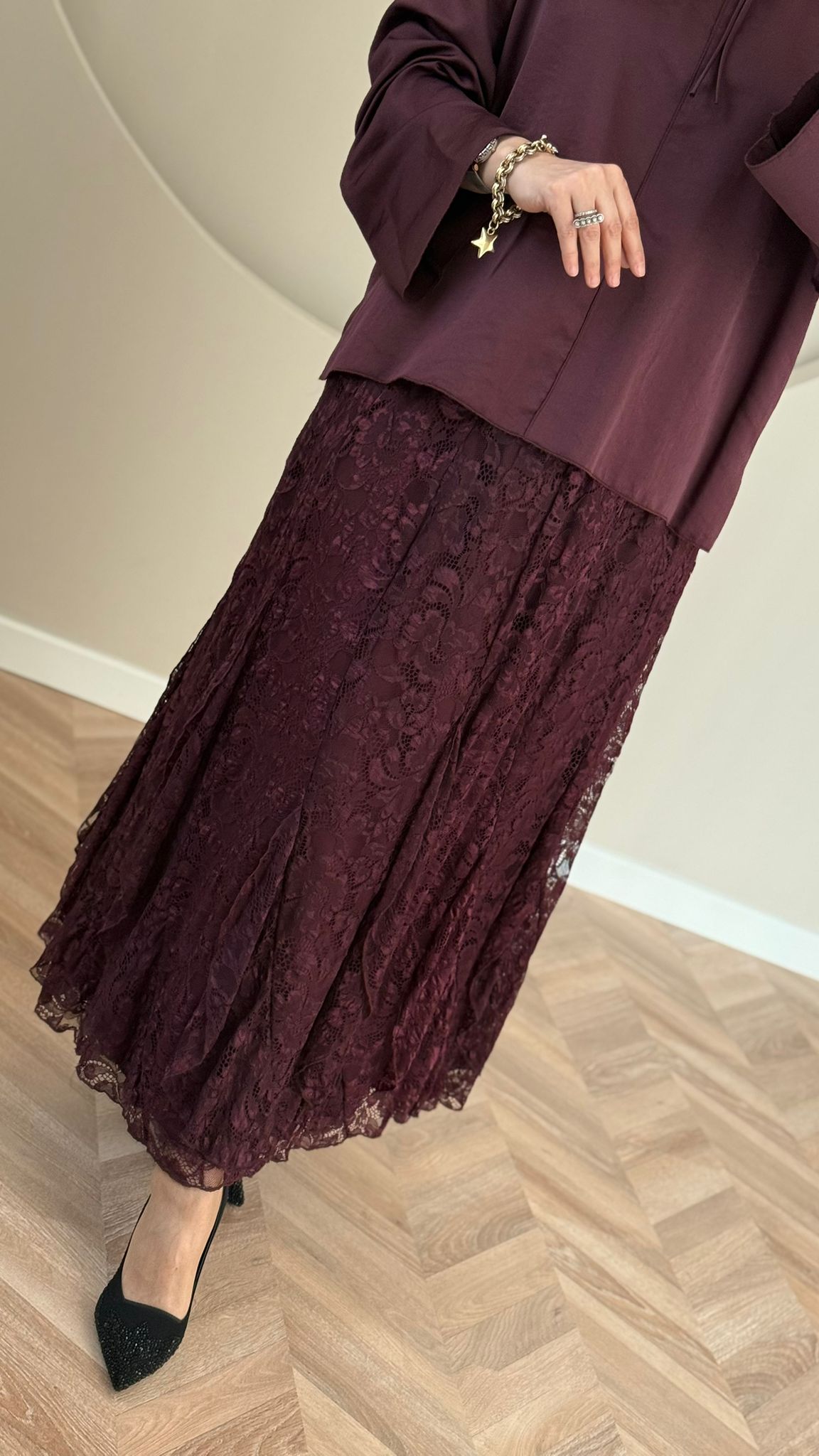 Lissmore Güpür Etekli Takım - Mürdüm