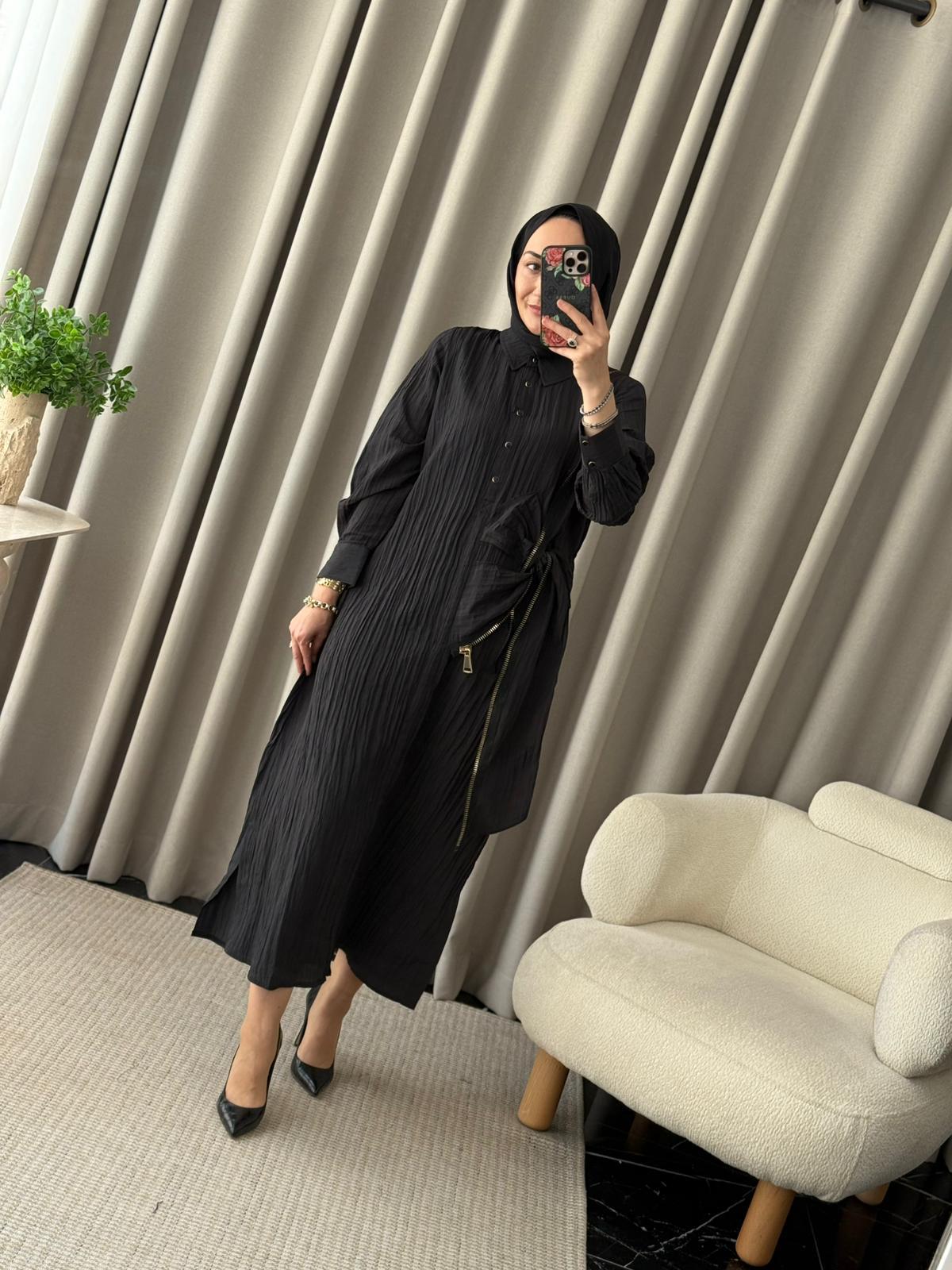 Lissmore Fermuar Detay Elbise  - Siyah