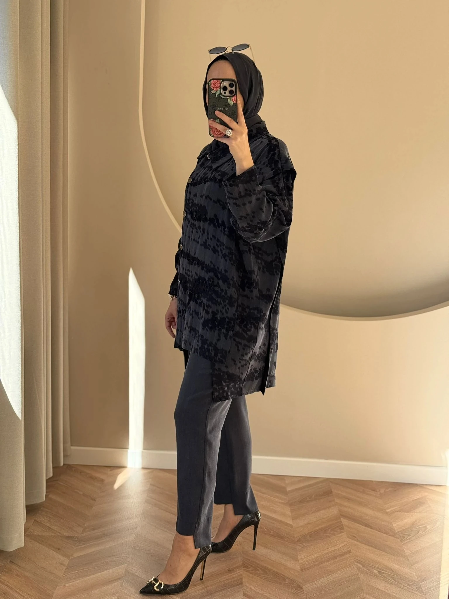 Tığ Triko Asimetrik Ön Detaylı Takım - Lacivert