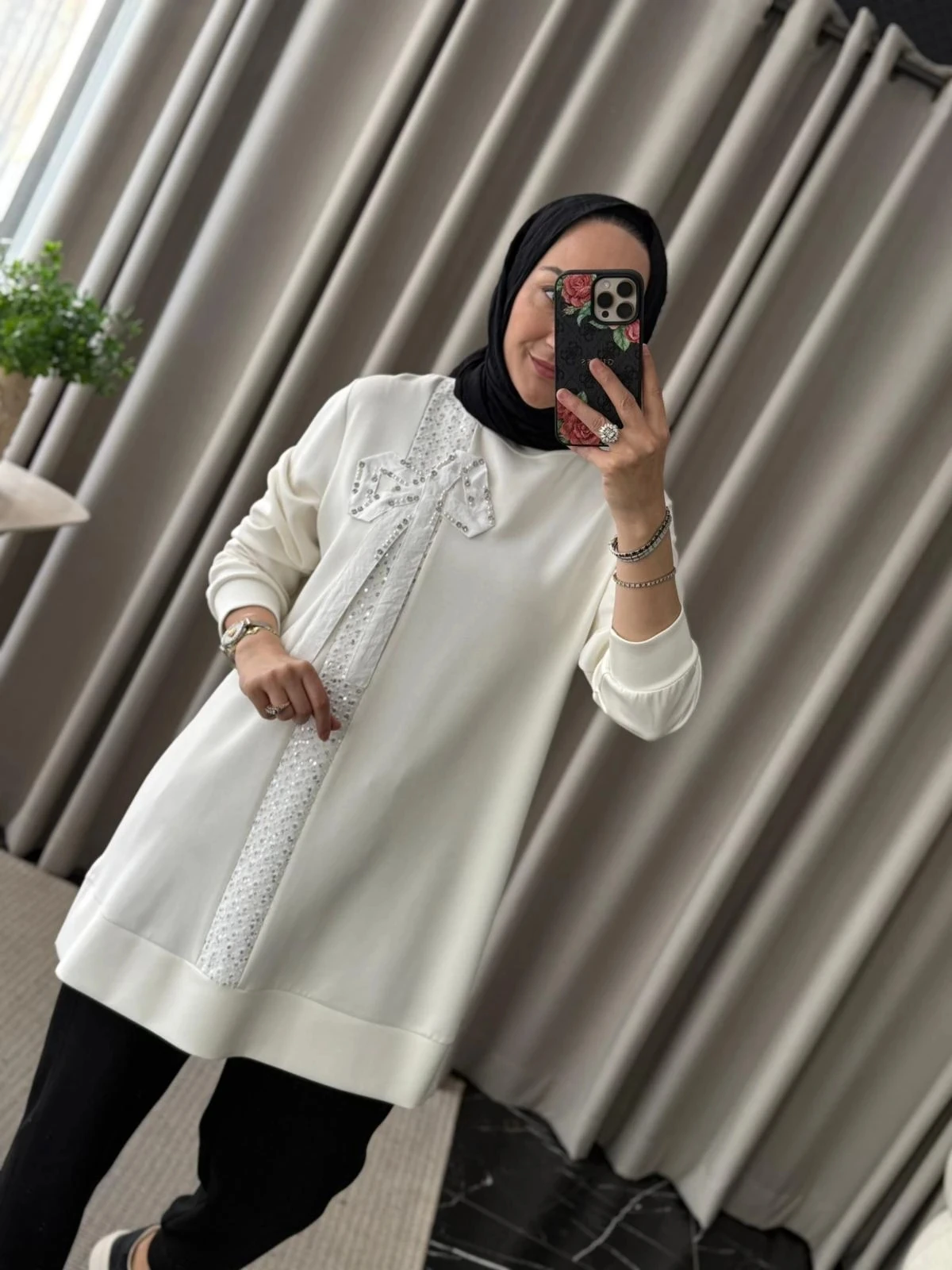 Fuat Gürşen Fiyonk Detay Tunik - Ekru