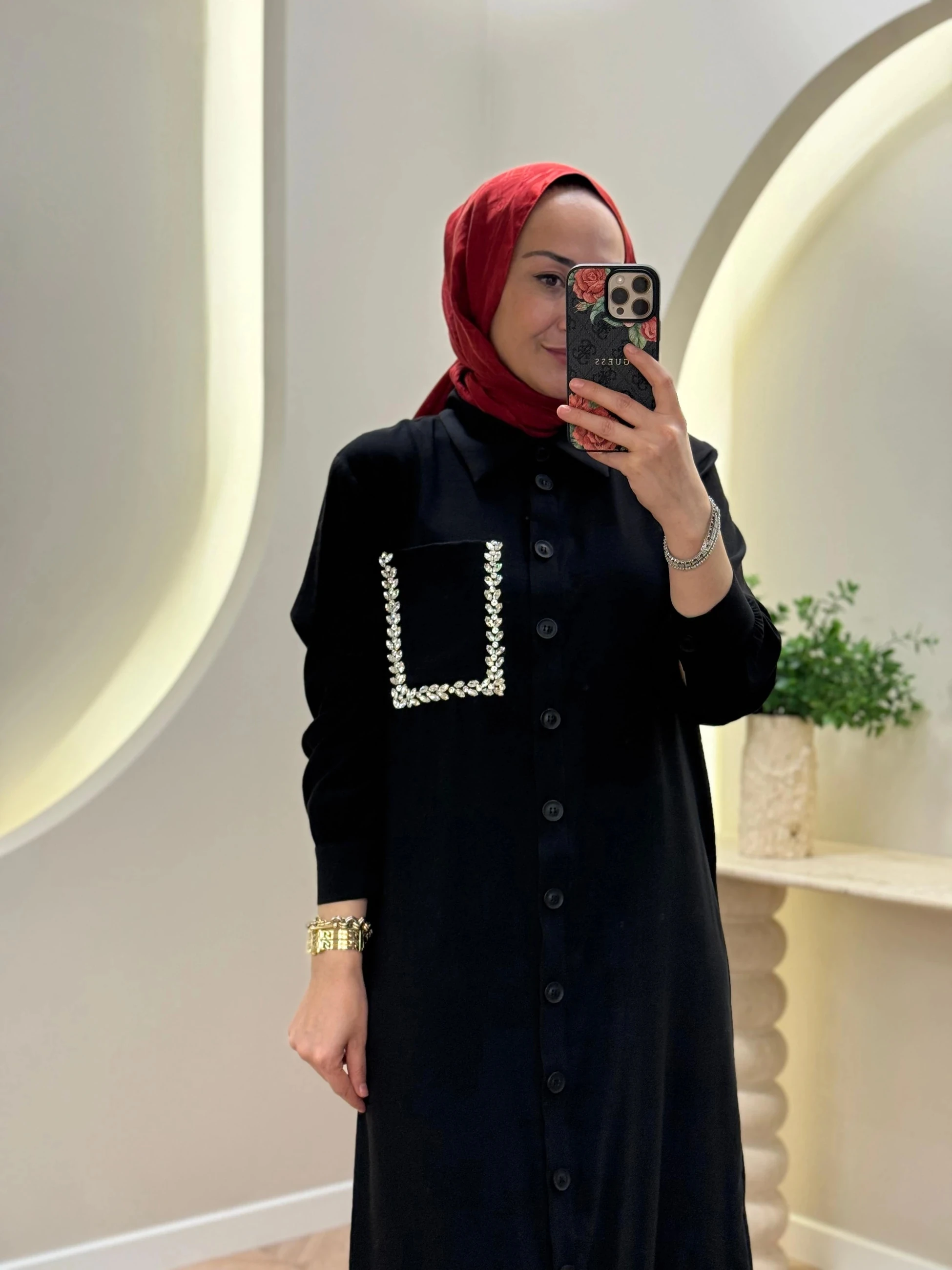 Lonbelon Bm Cep Taş Detaylı Elbise - Siyah