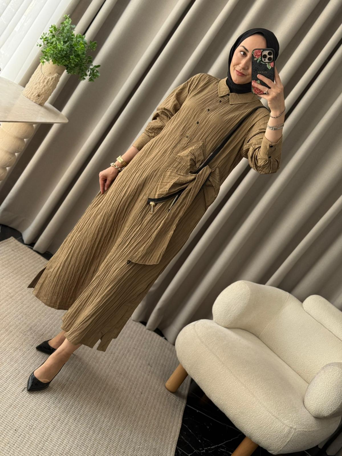 Lissmore Fermuar Detay Elbise  - Haki