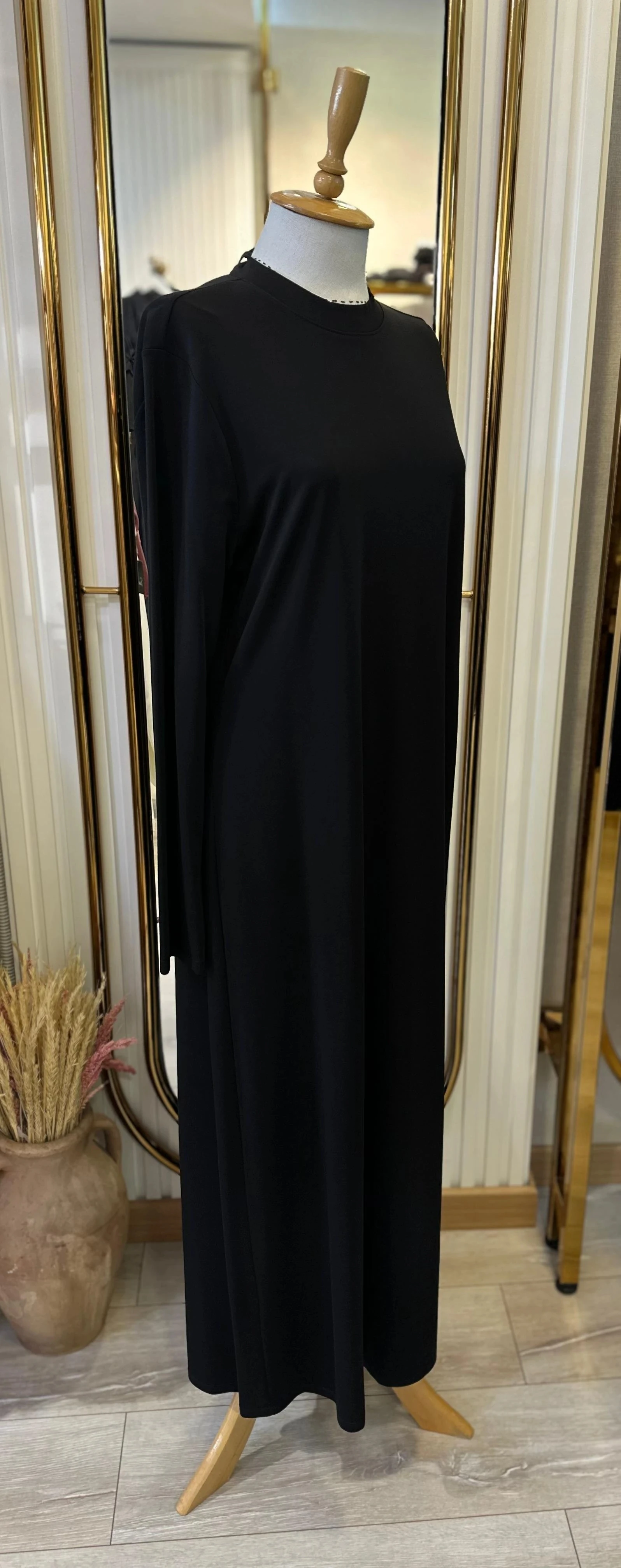 Nuss Basic Uzun Kol İçlik Elbise - Siyah