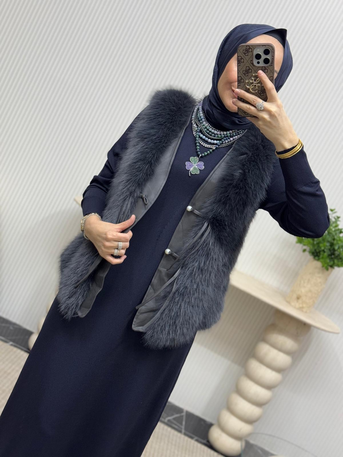 İthal Kürk Yelek  - Füme