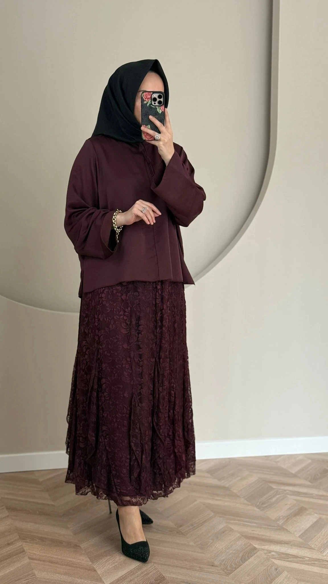 Lissmore Güpür Etekli Takım - Mürdüm