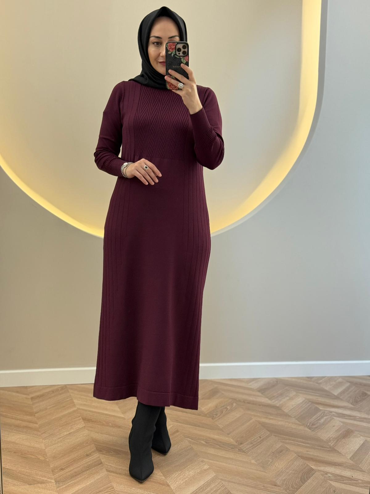 Nuss Merserize Elbise - Bordo