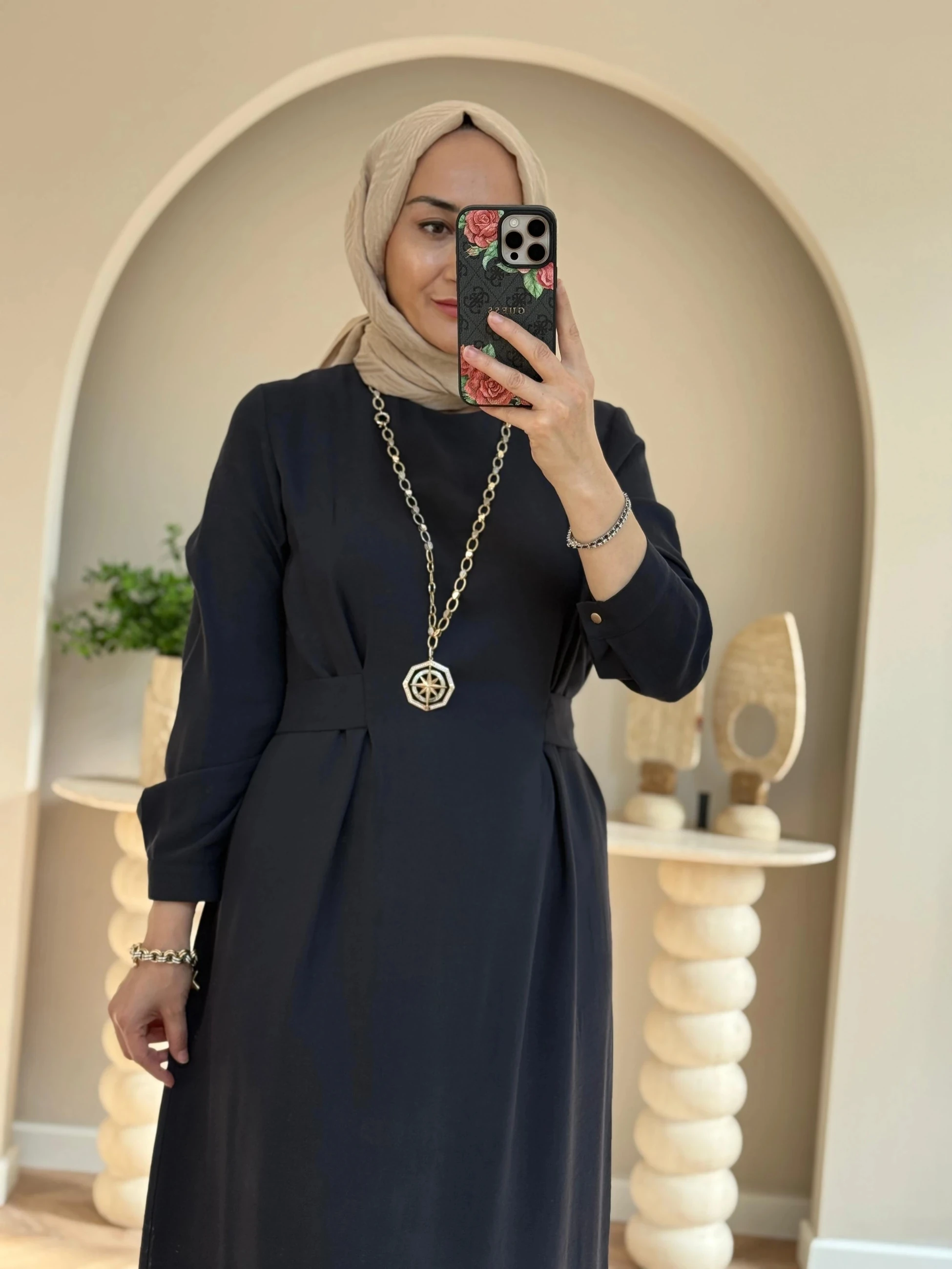 Nuss Bel Bağlamalı Elbise - Lacivert