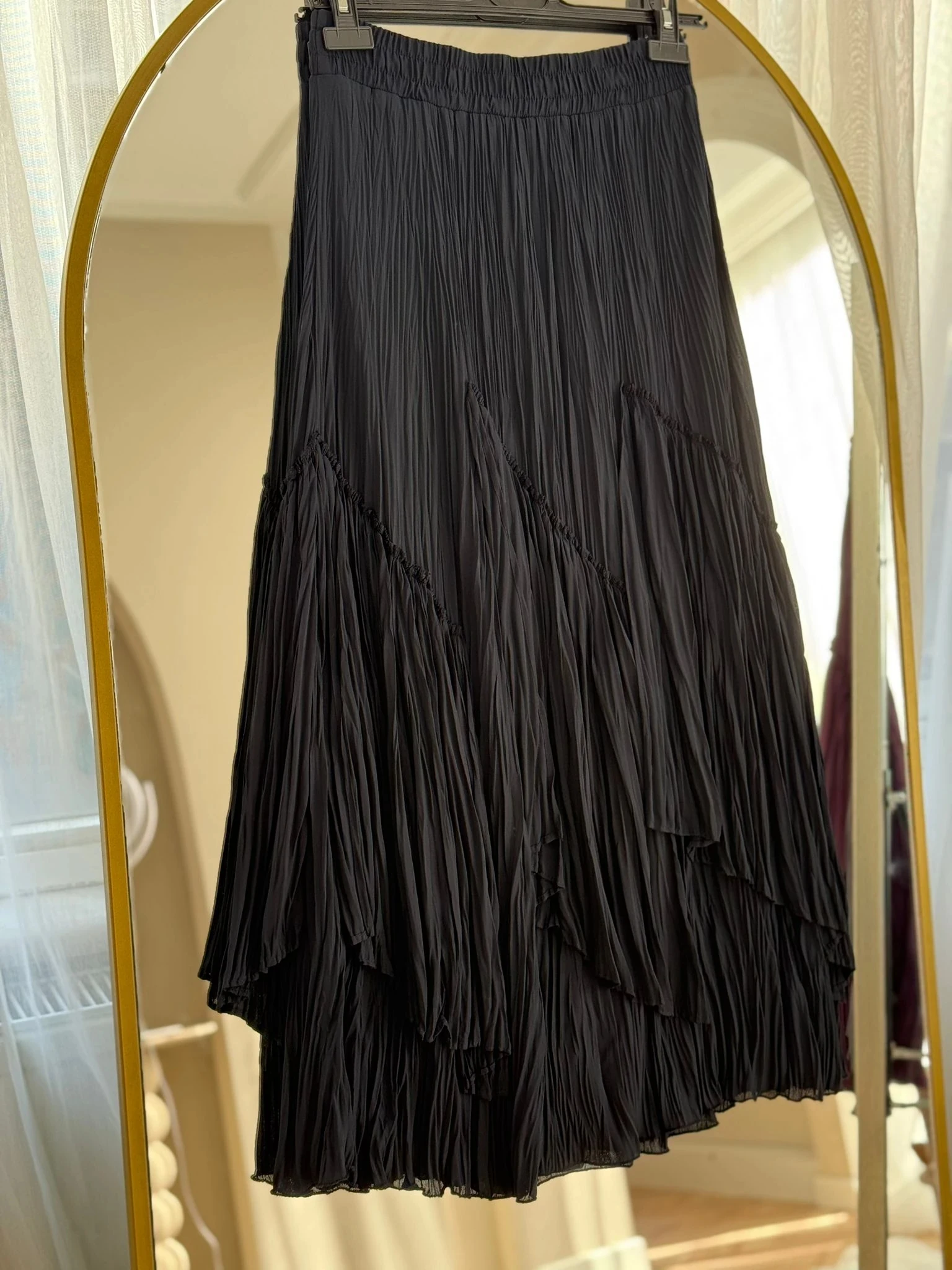 Sentez Viola Parçalı Kırıştırma Etek - Bej