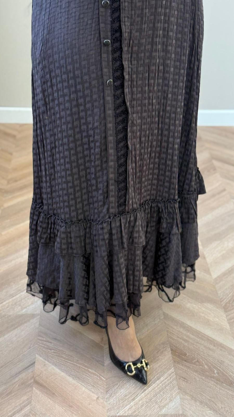 Lissmore Kare Desenli Elbise - Kahverengi