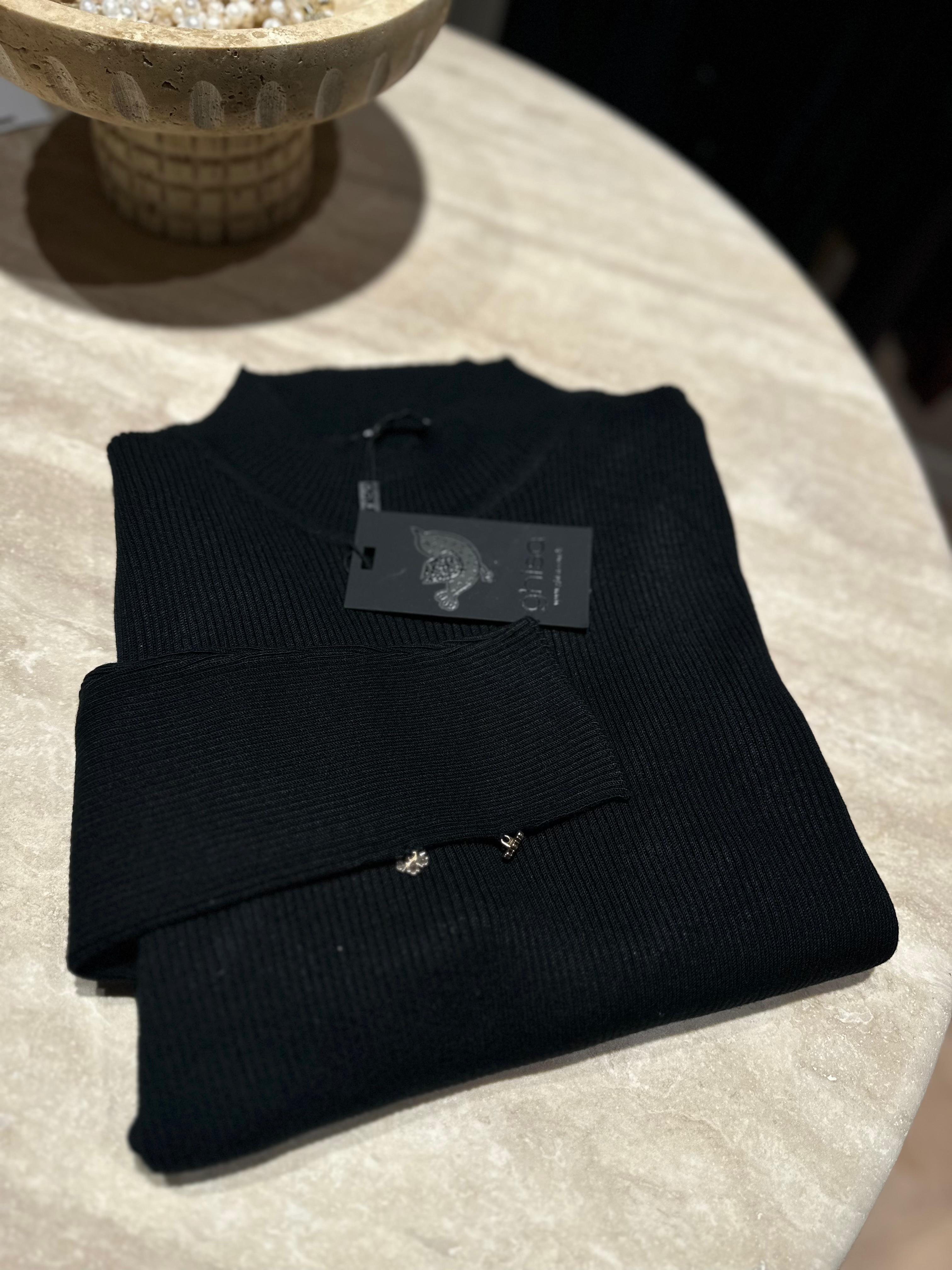 Ghisa Basic Triko Bluz-Siyah