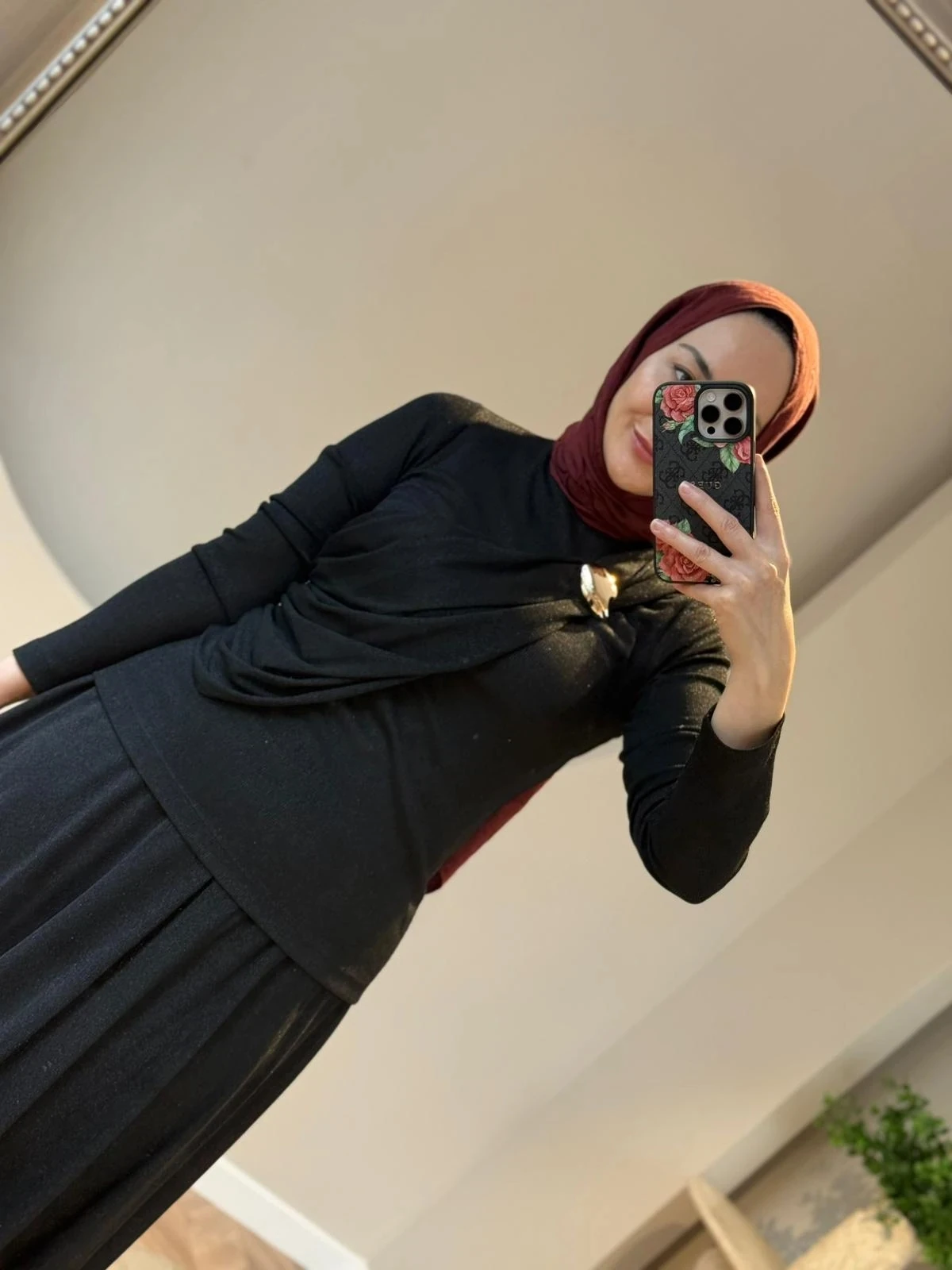 Kahma Simli Merserize Etekli Takım - Siyah