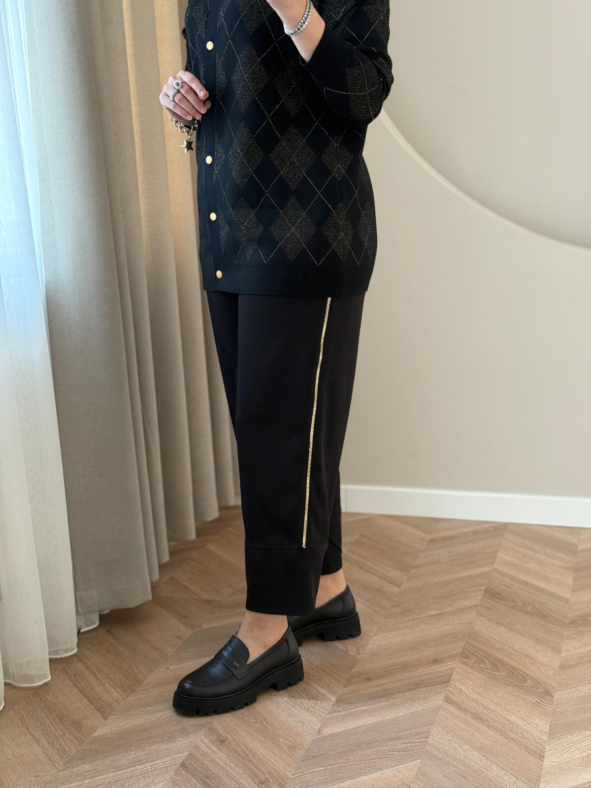 Sentez  Love Yandan Fermuarlı Pantolon- Siyah