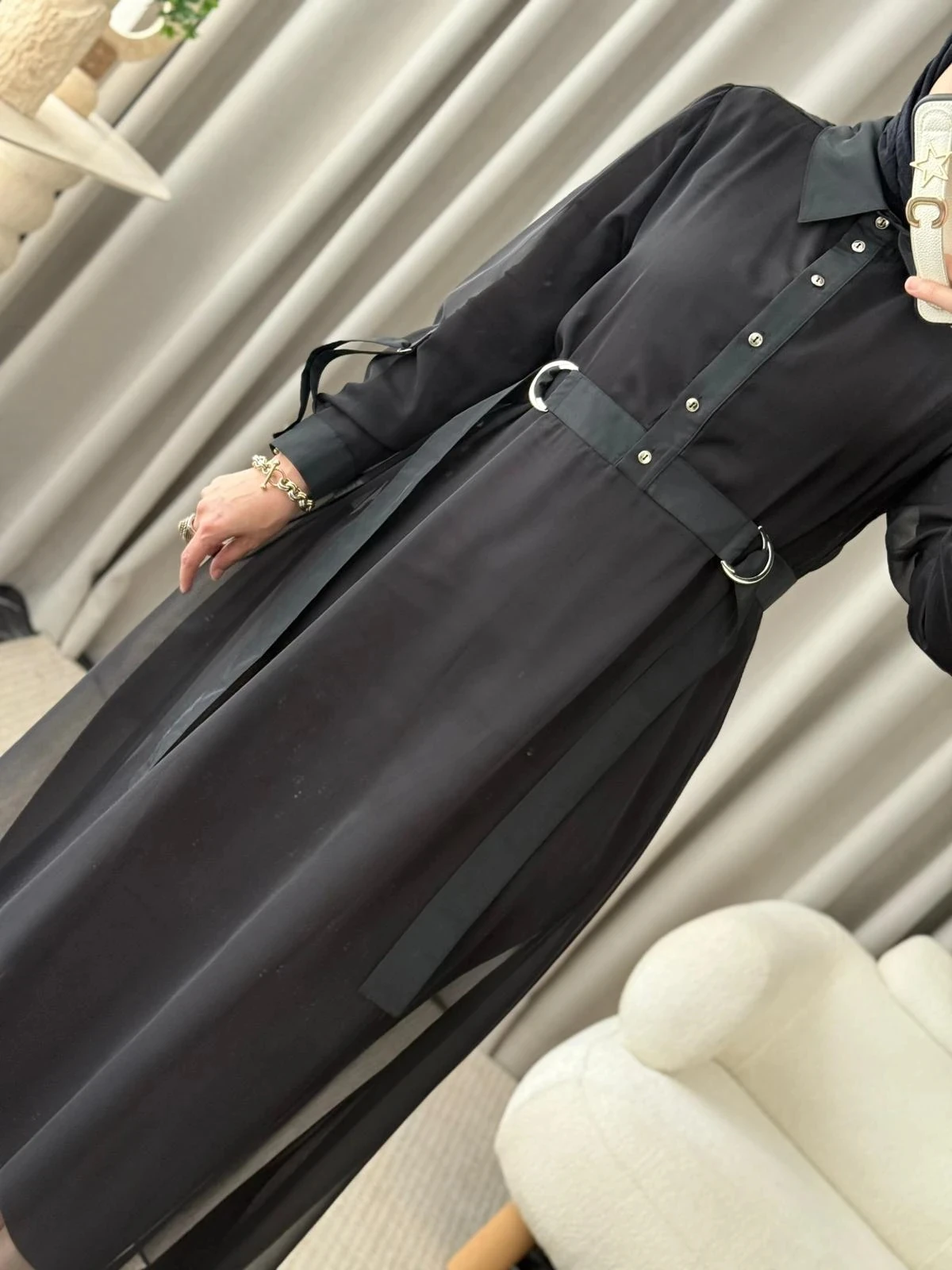 Kahma İkili Şifon Elbise - Siyah