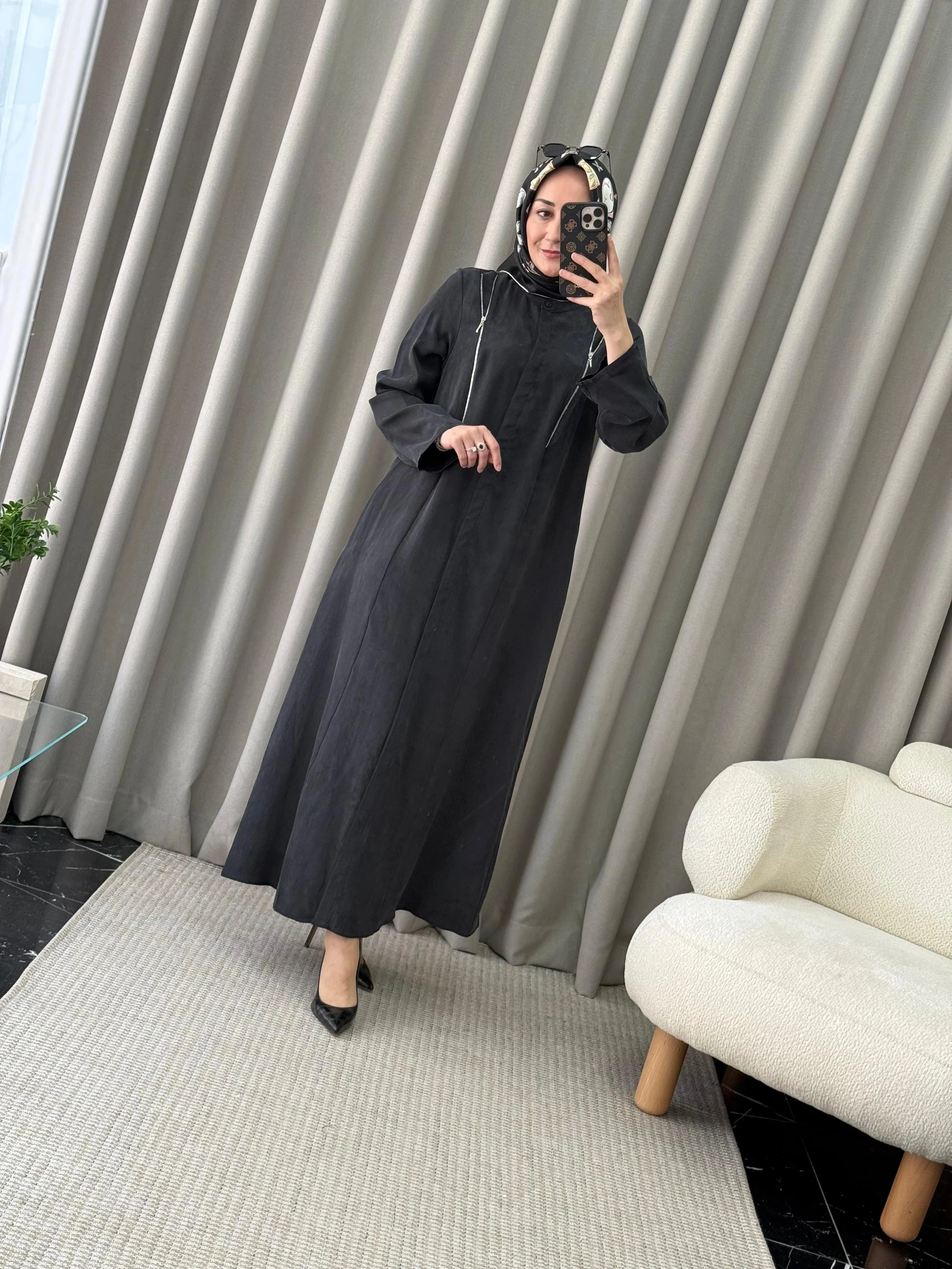 Qeffa Fermuar Detay Elbise - Siyah