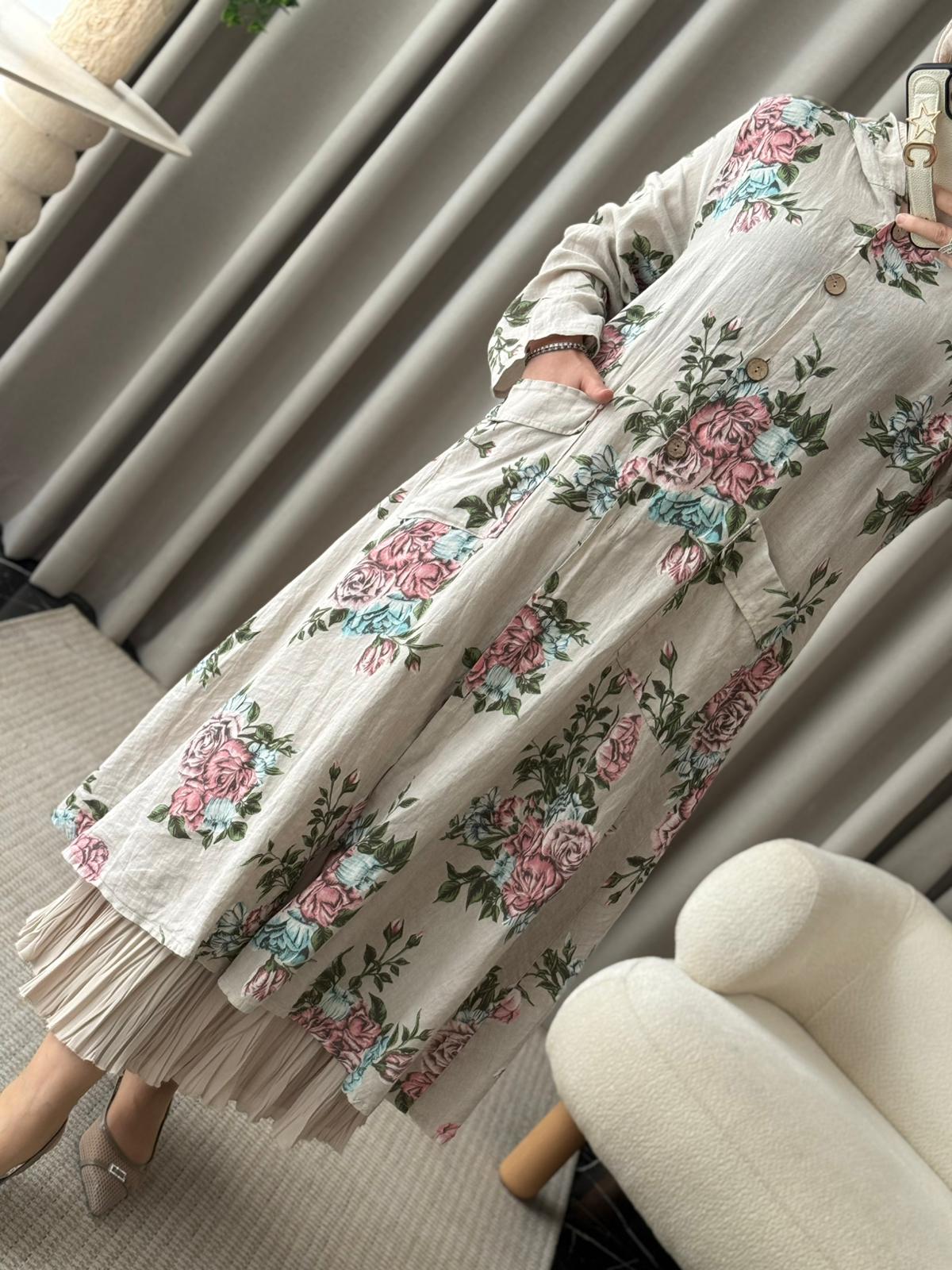 İthal Çiçek Desen Kap - Taş