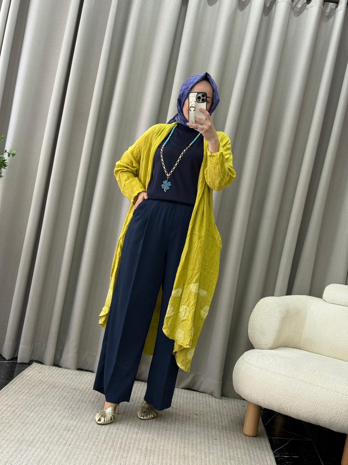 İthal Desenli Keten Kap - Antrasit