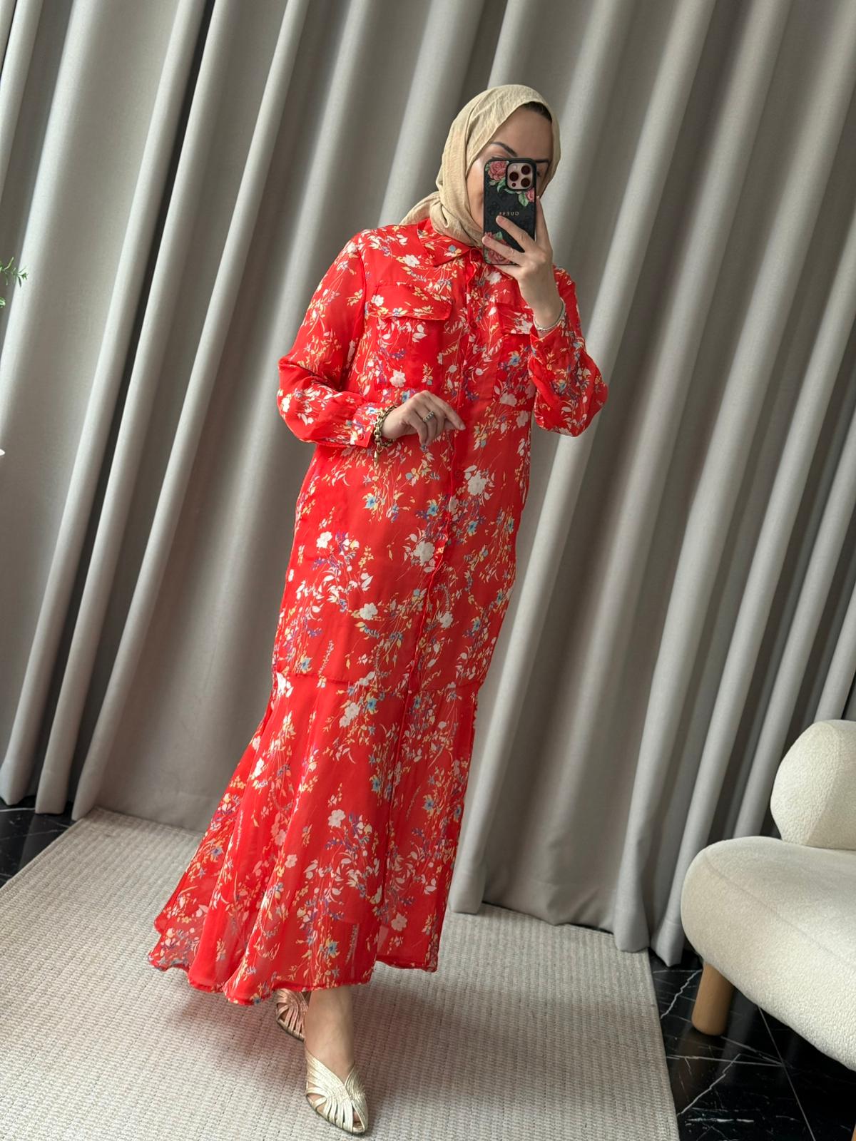 Bm Şifon Desenli Elbise