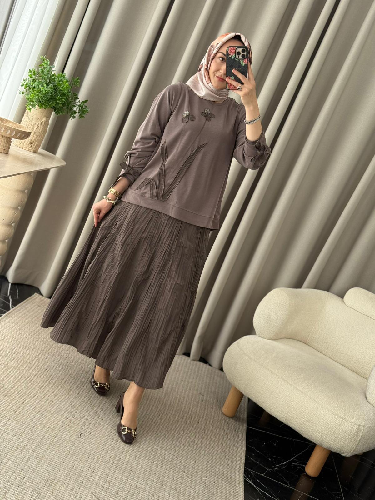 Lissmore Etek & Bluz Takım - Kahverengi