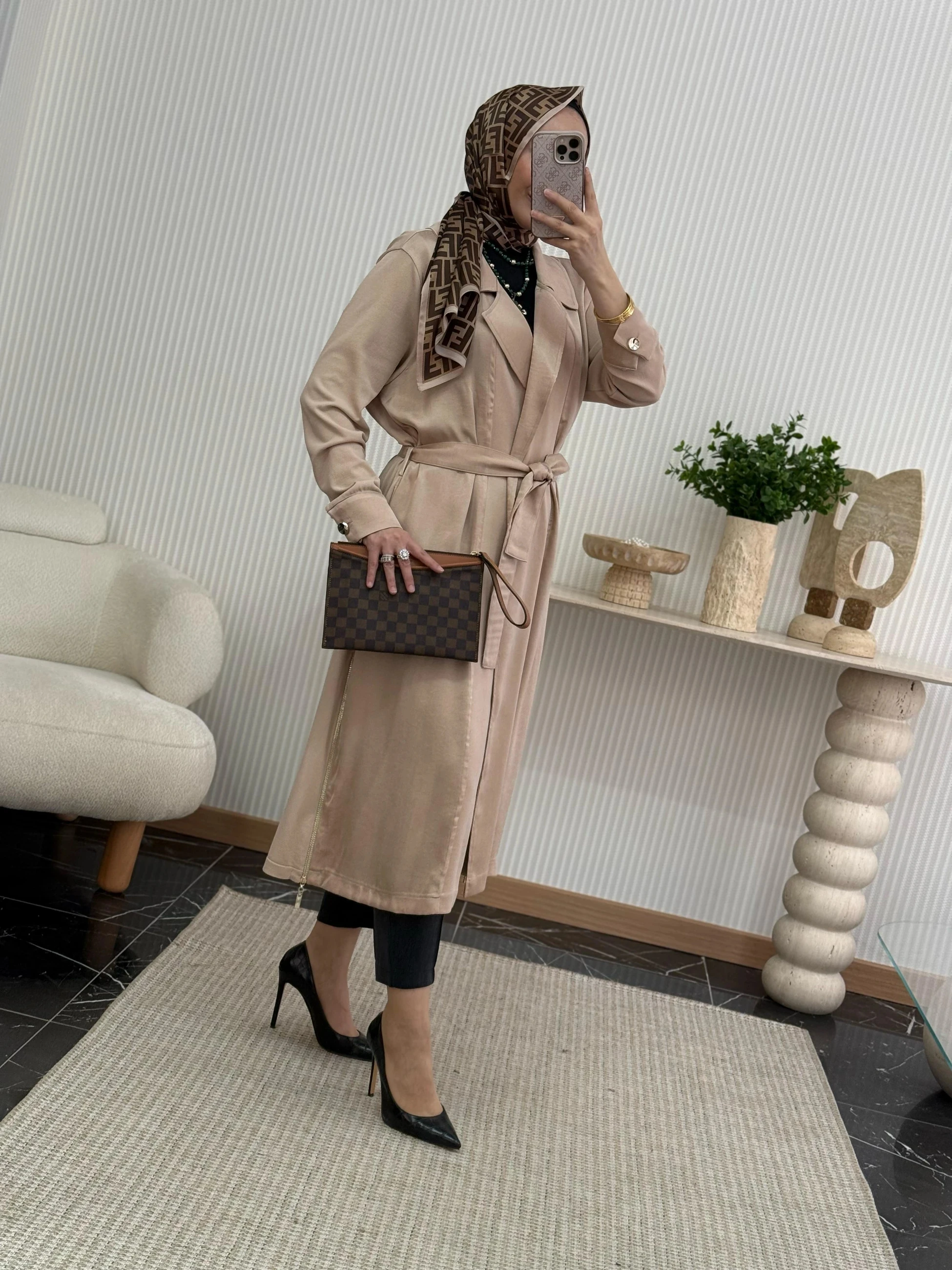 Tığ Triko Kap - Bej