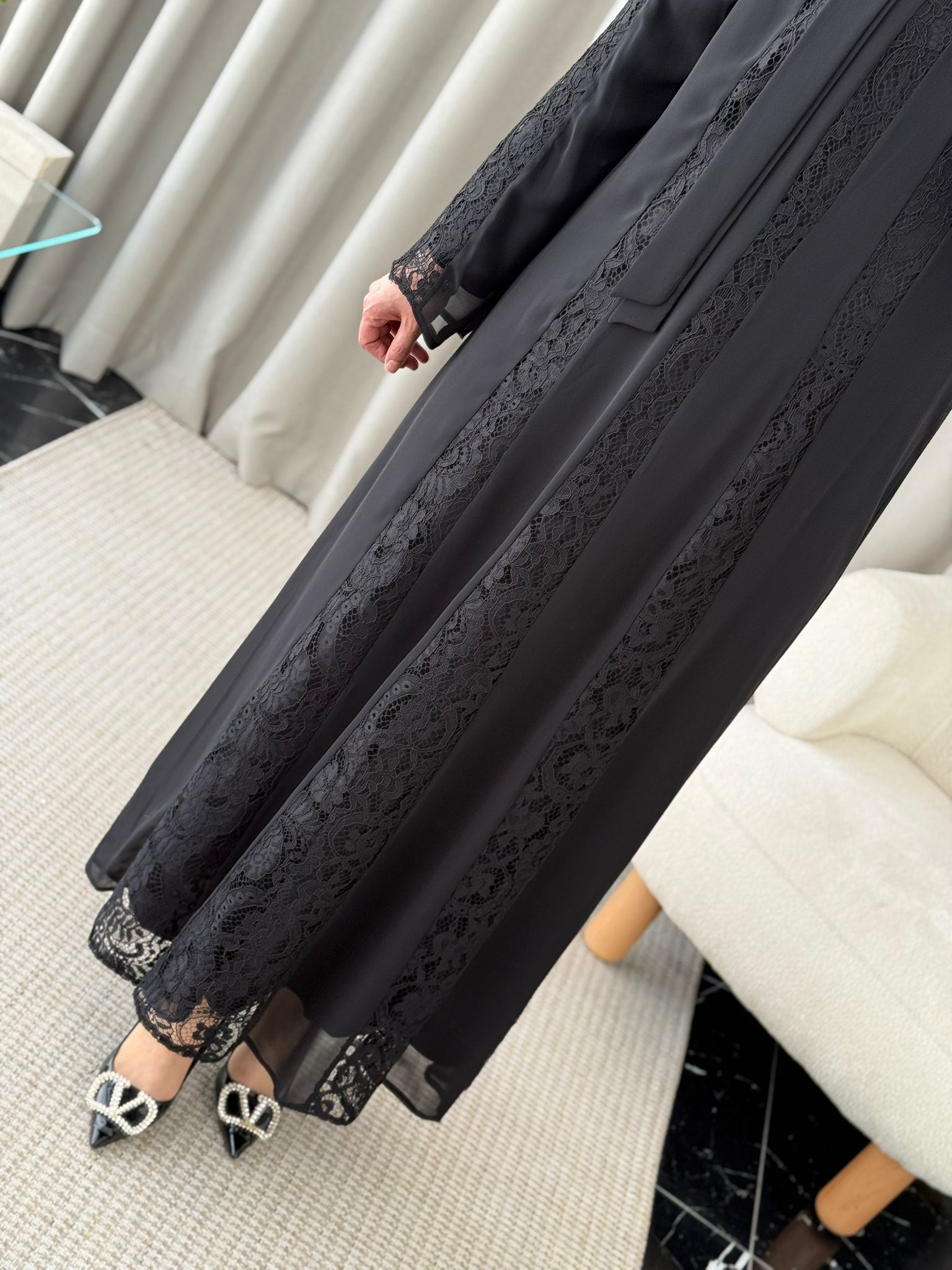 Qeffa Güpürlü Şifon Elbise