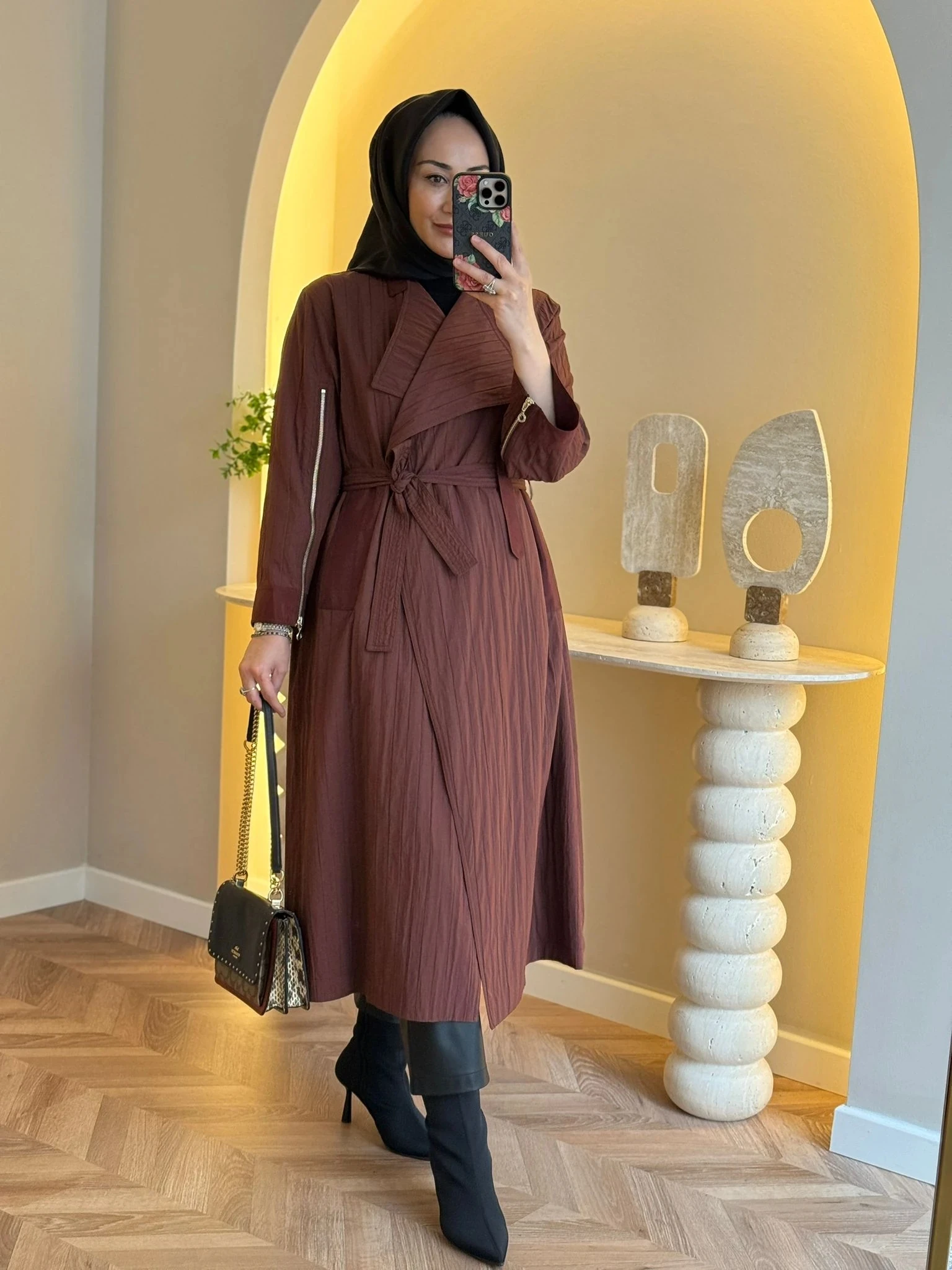 Ghisa Kol Fermuar Detaylı Kap - Taba