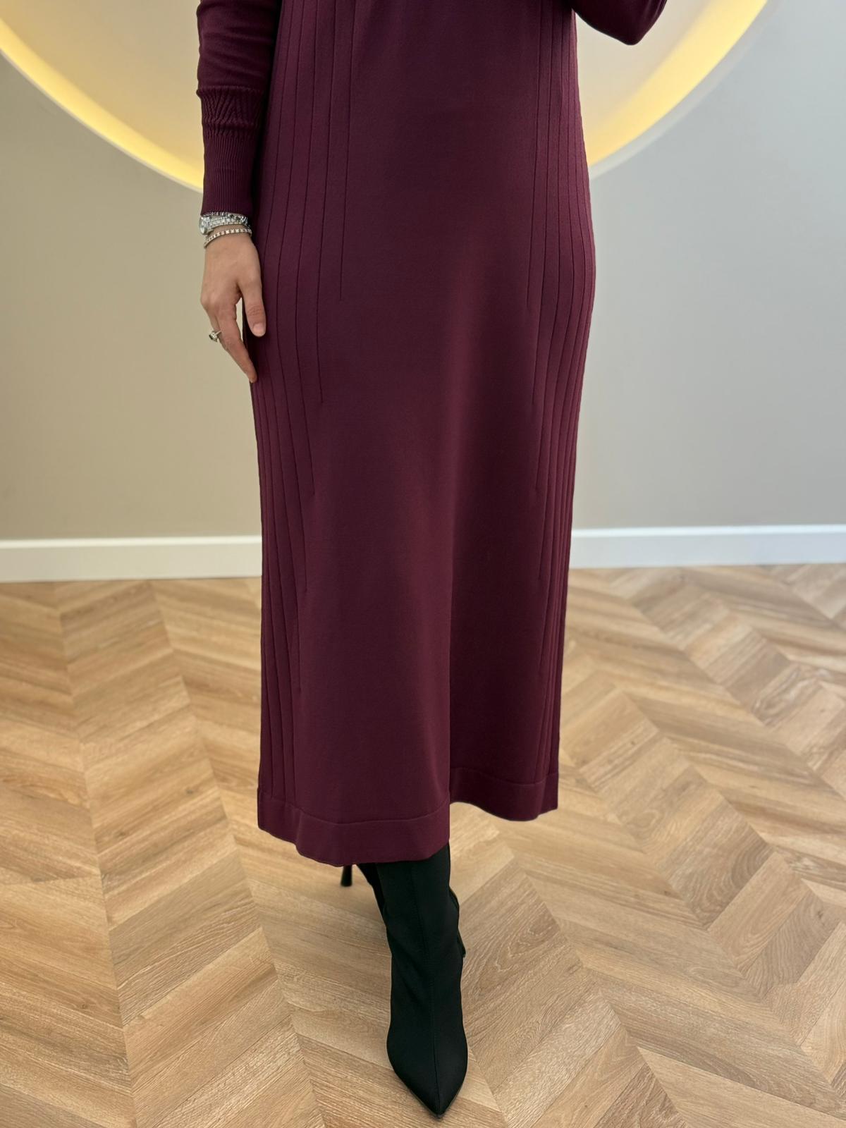 Nuss Merserize Elbise - Bordo