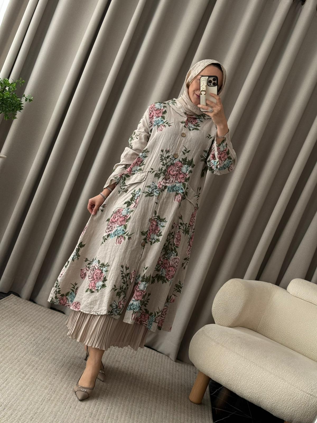 İthal Çiçek Desen Kap - Taş