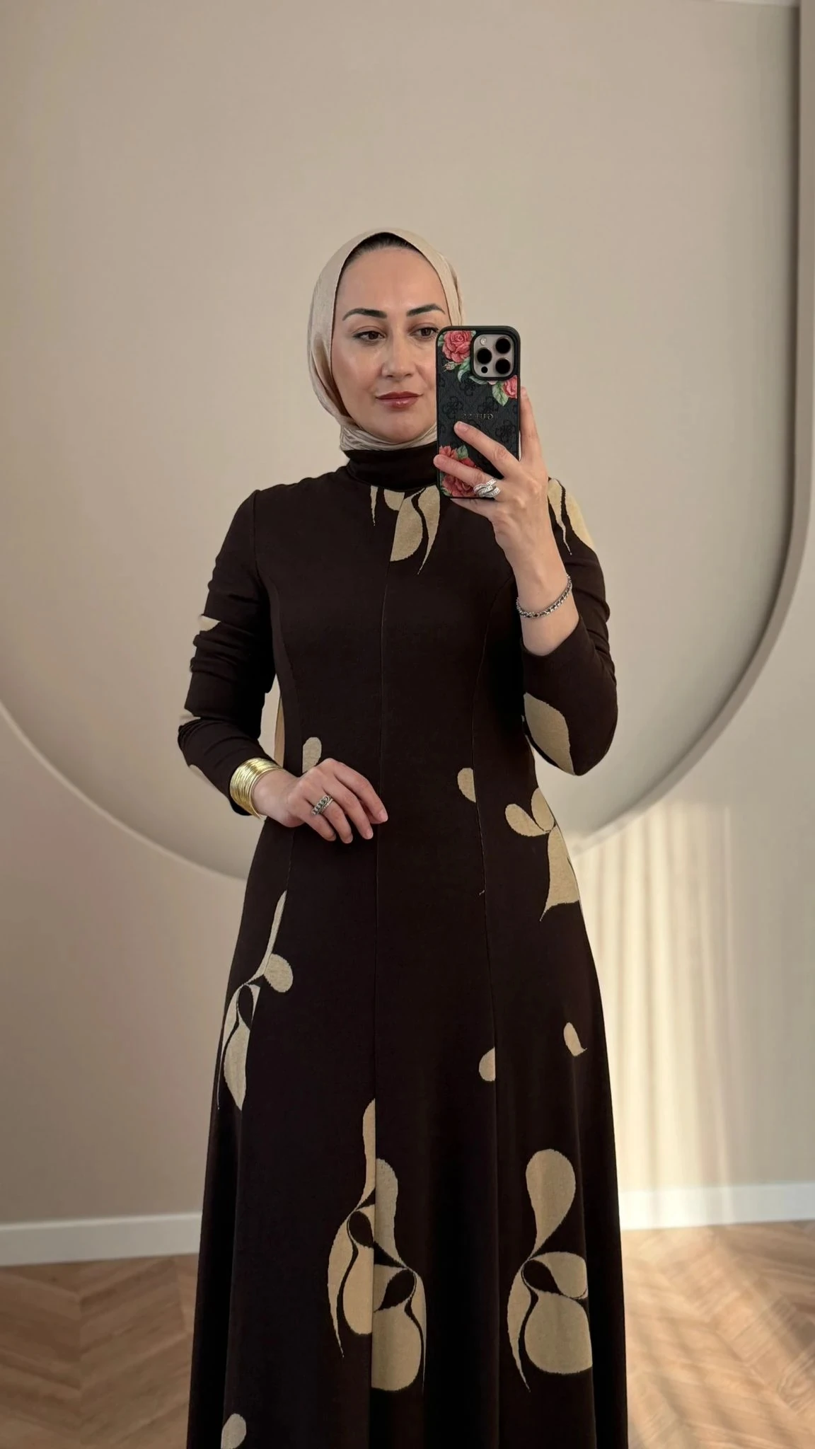 Kahma Triko Elbise - Kahverengi