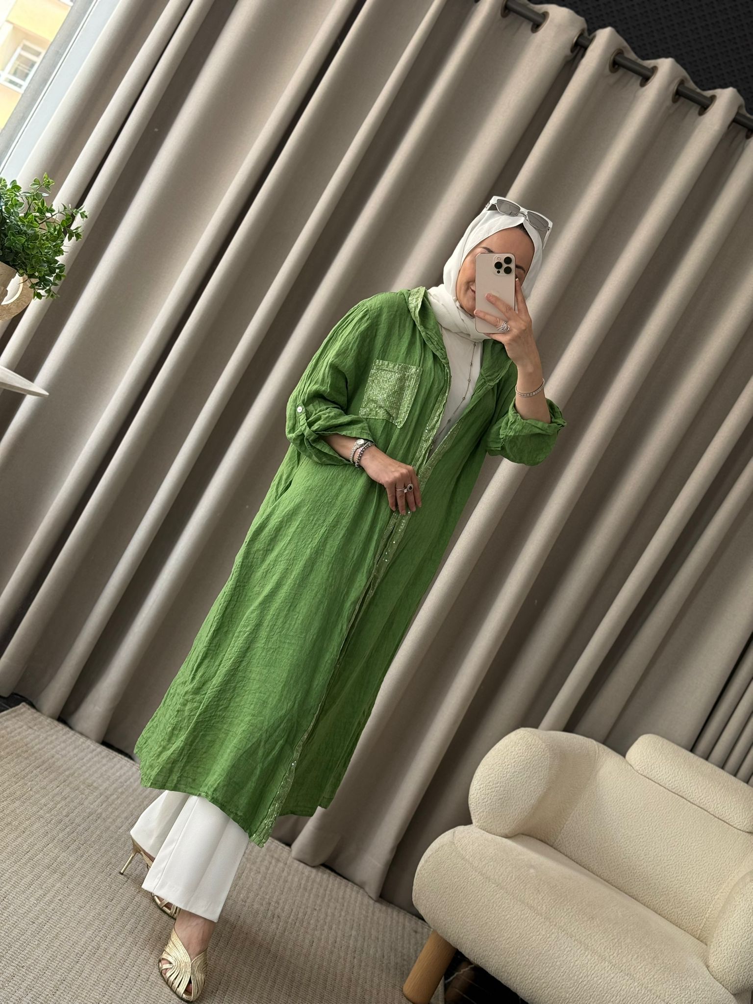 İthal Keten Kap - Yeşil