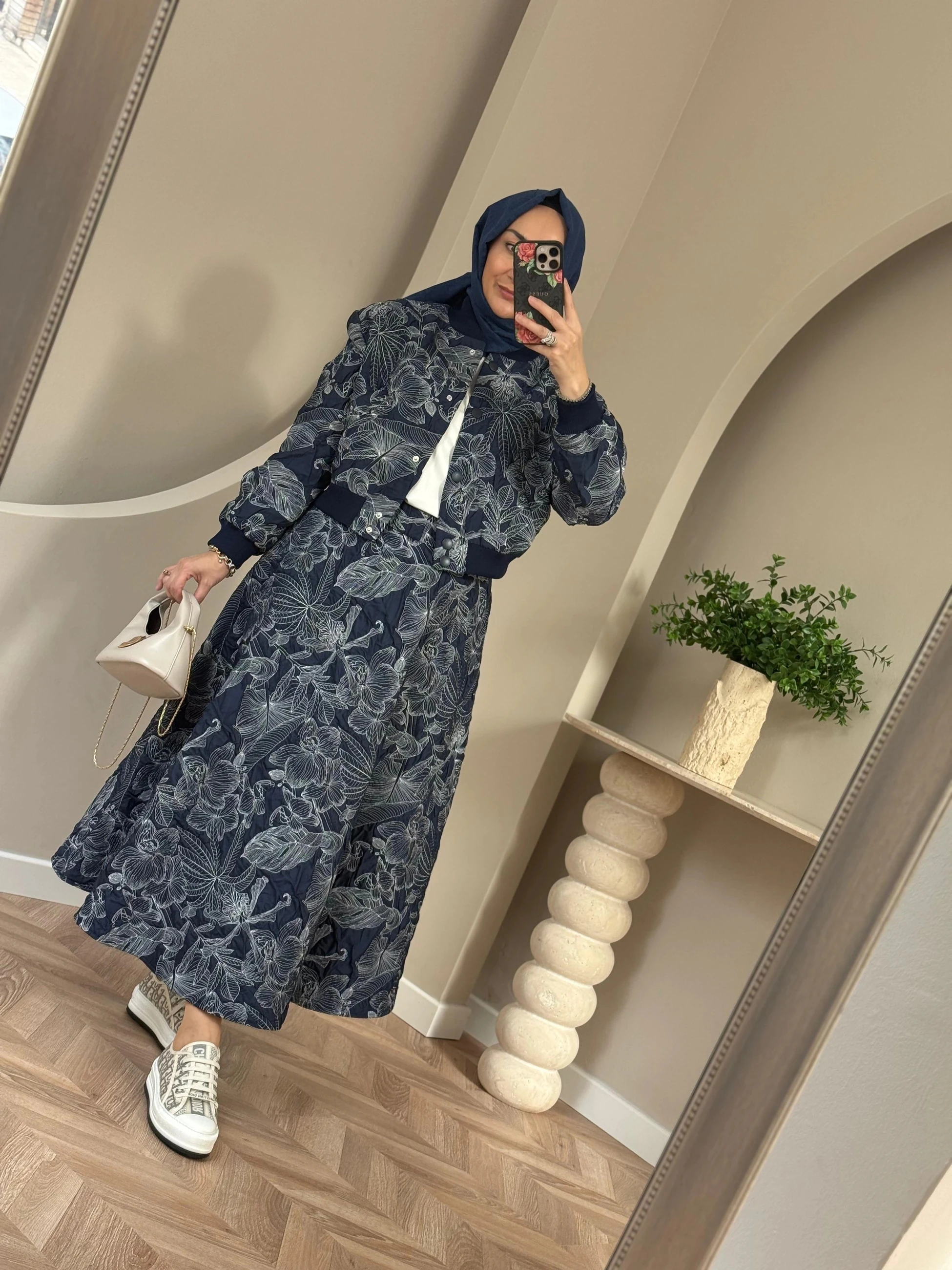 Kahma Desenli Kiloş Etek