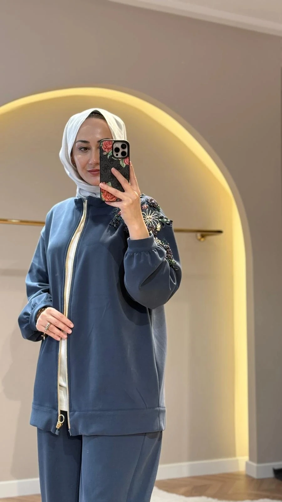 Ghisa Tek Omuz İşlemeli Pantolon Takım - Petrol