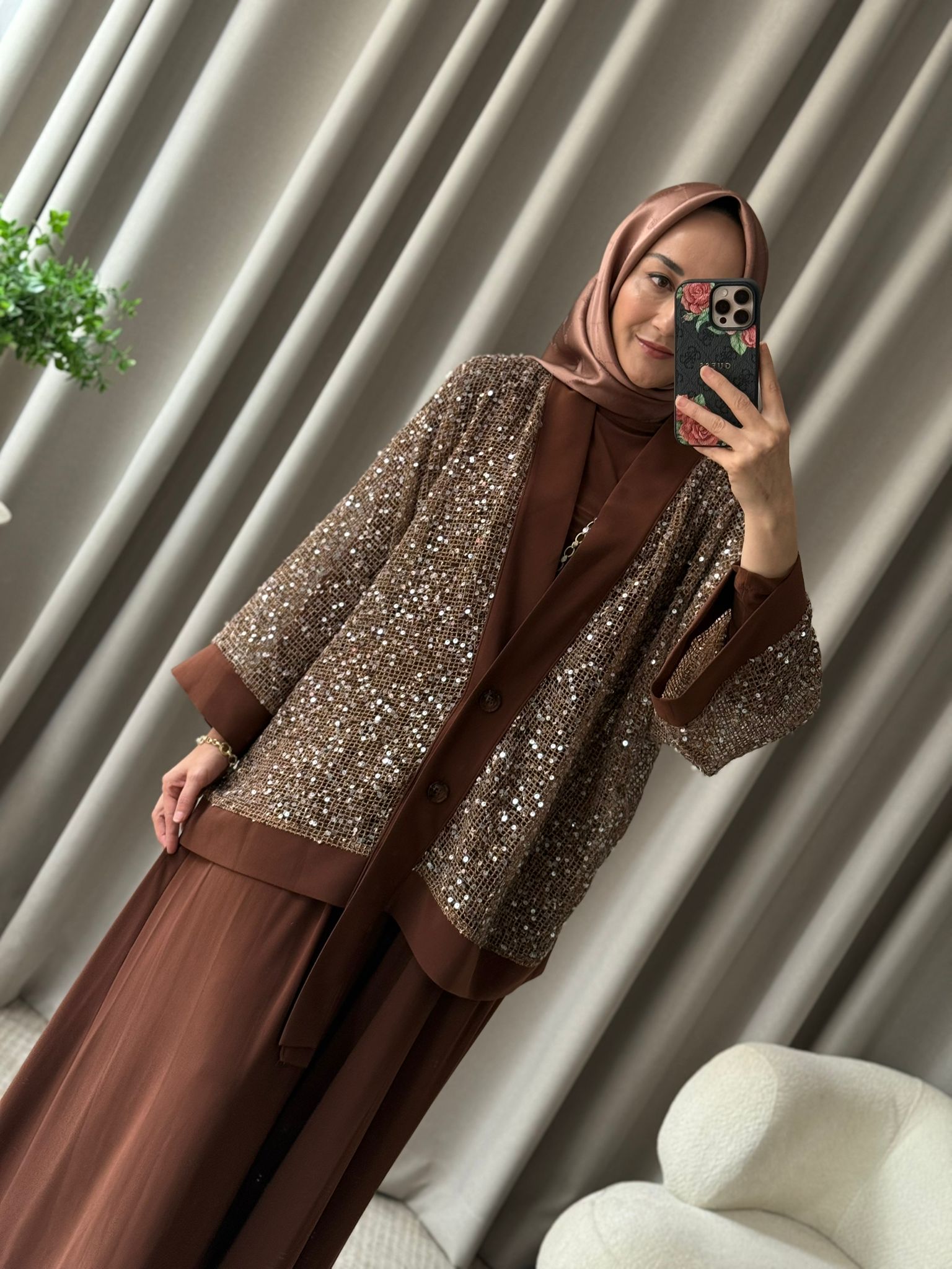 İthal Üçlü Takım - Kahverengi